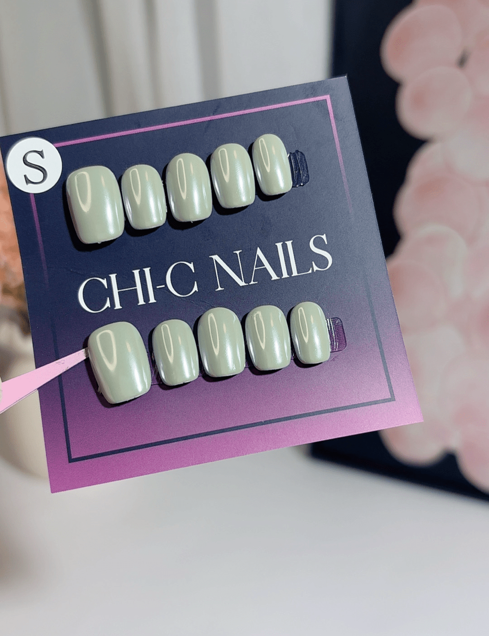 Mint Gloss Short Square Press On Nails