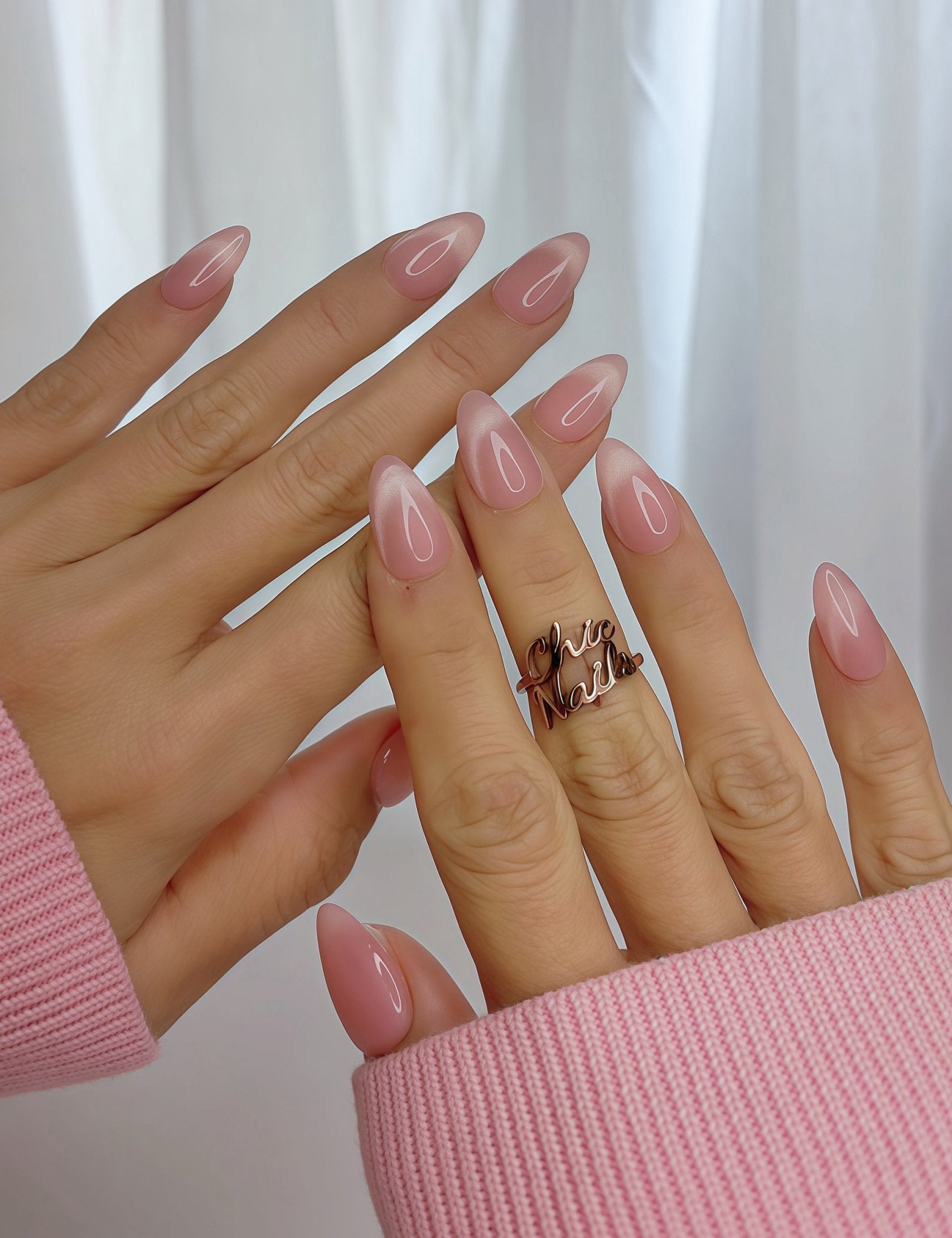 Pink Cat Eye Press On Nails