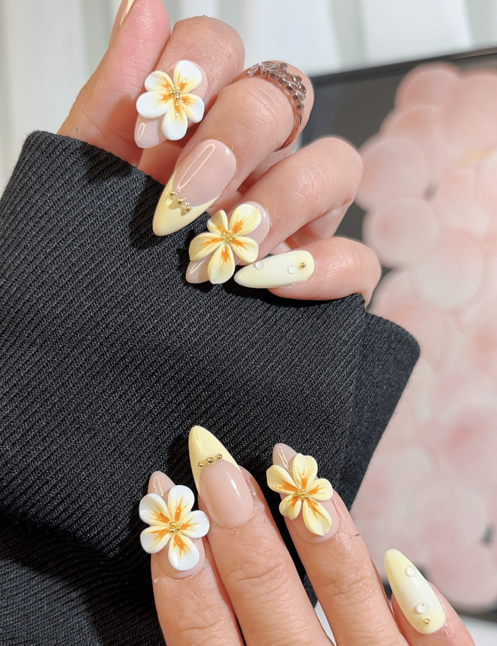 Yellow Plumeria 3D Press-On Nails – Tropical Bloom | CHICNAILS
