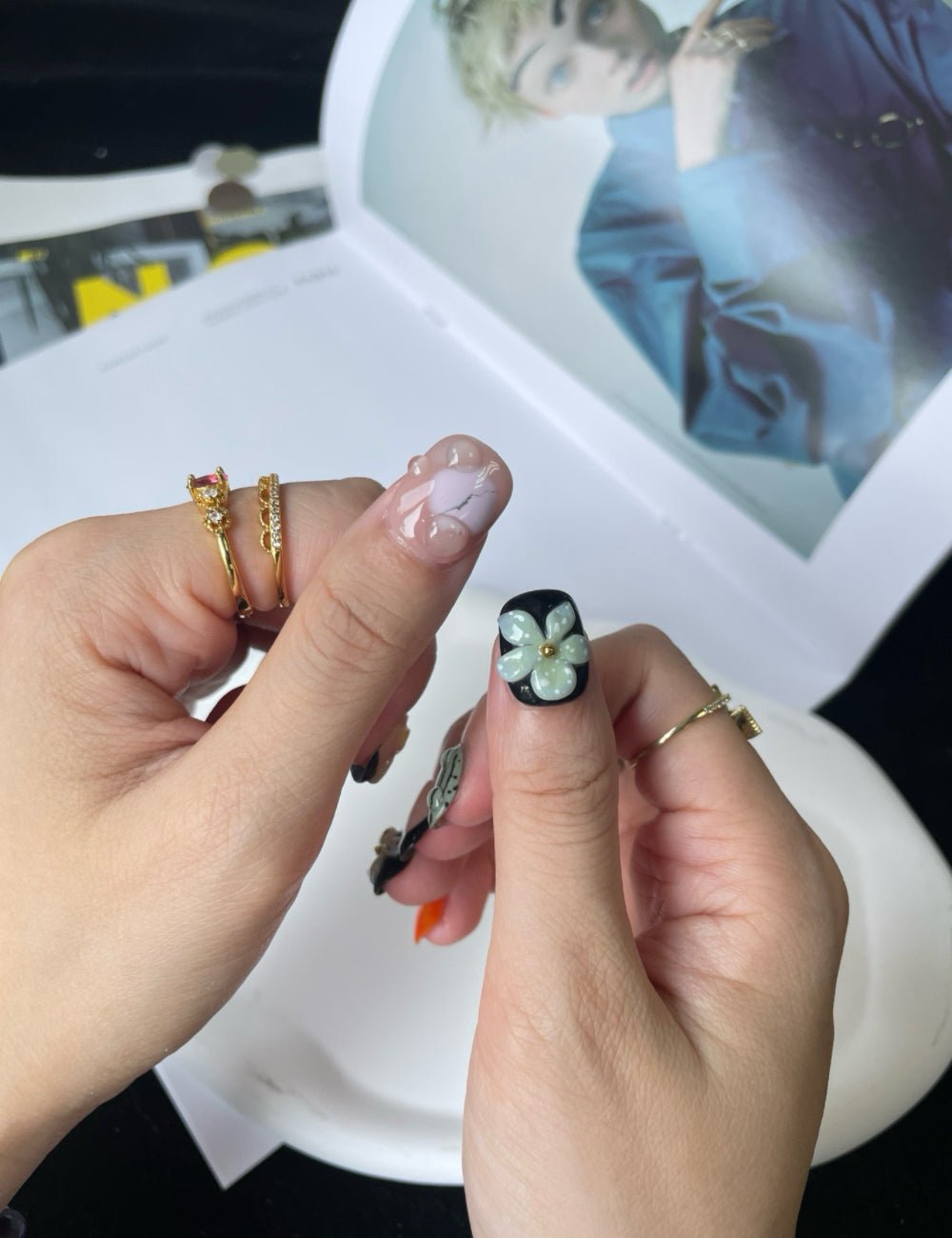 Mini Bloom Short Press-On Nails | Cute Floral Korean Nail Set  Product Description