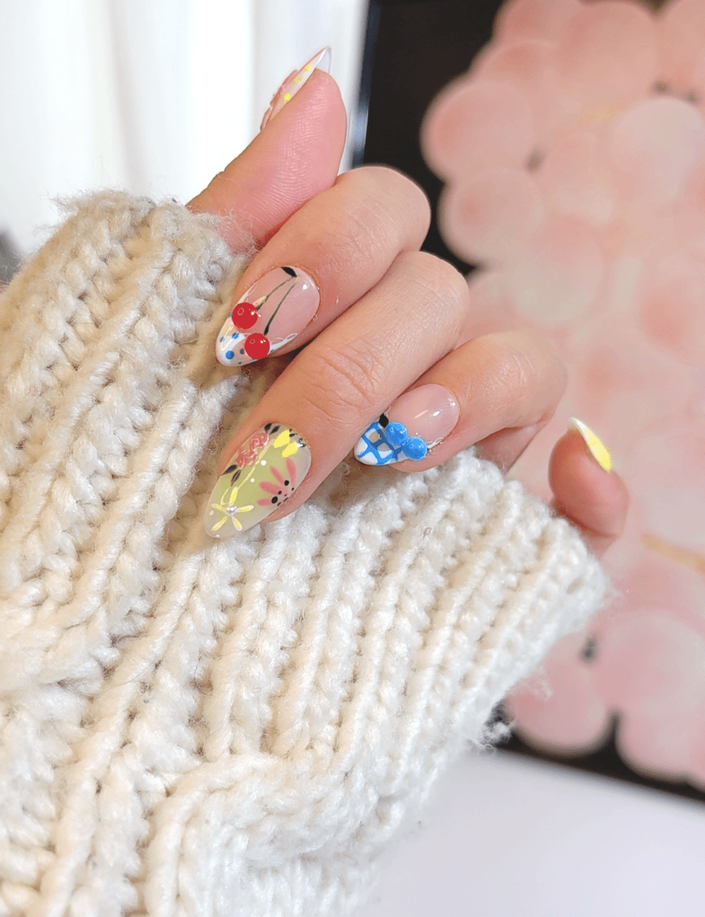 Fruit Party Press-On Nails – Short Almond | Colorful Summer Design