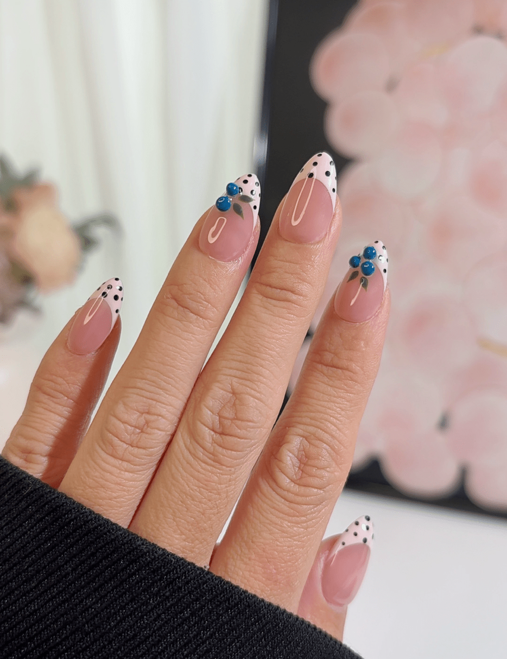 Blueberry Polka Dot French Press-On Nails | Short Almond