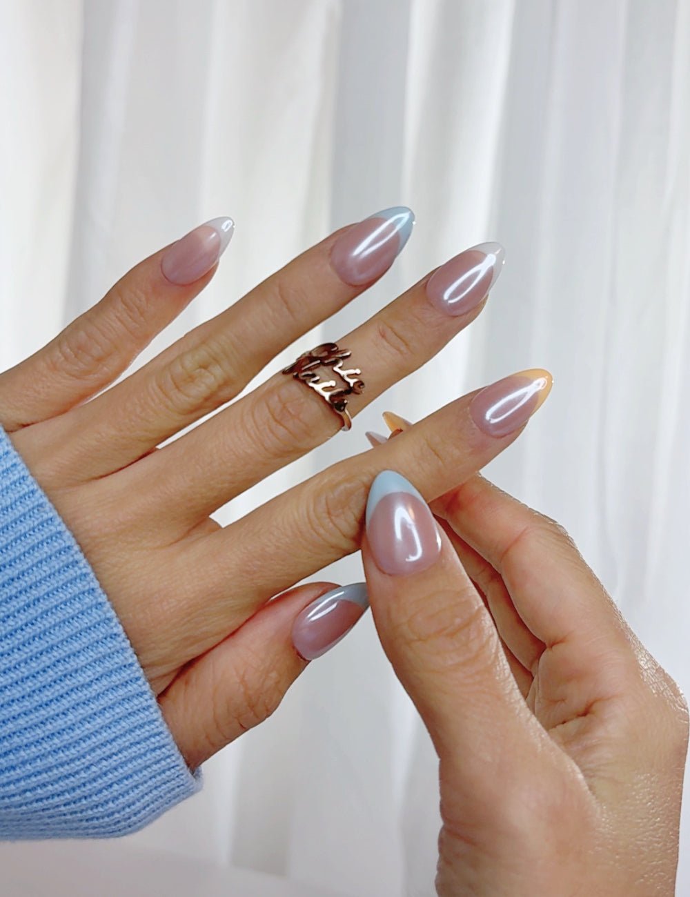 Pastel French Tip Press On Nails