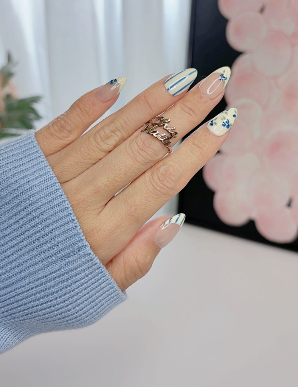Blue Blossom Press-On Nails