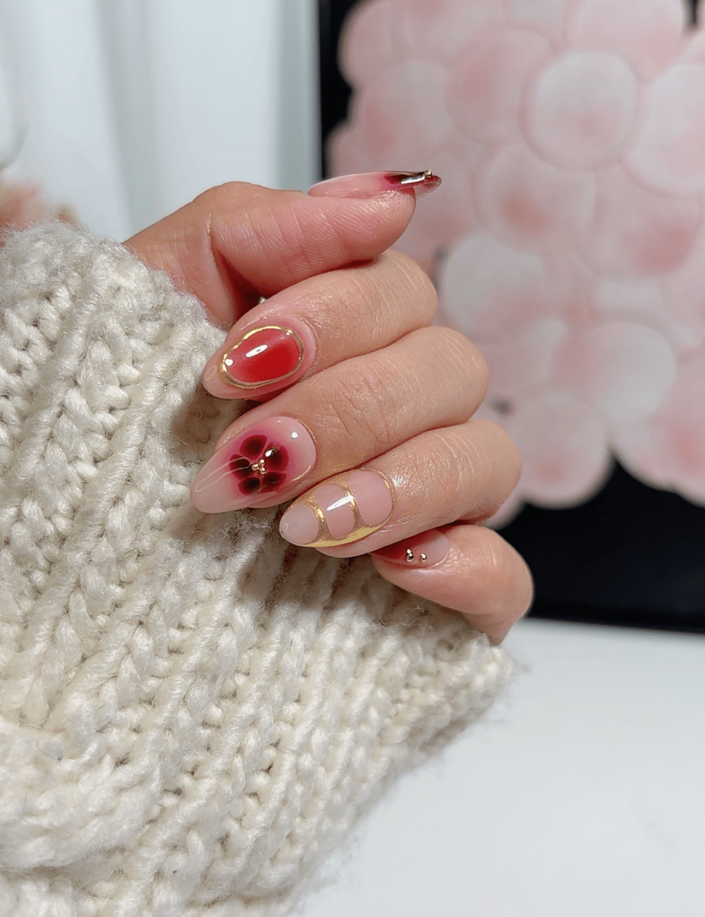 Red Bloom Elegance Press-On Nails