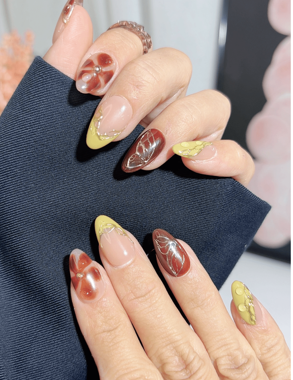 Caramel Bloom 3D Floral Press On Nails