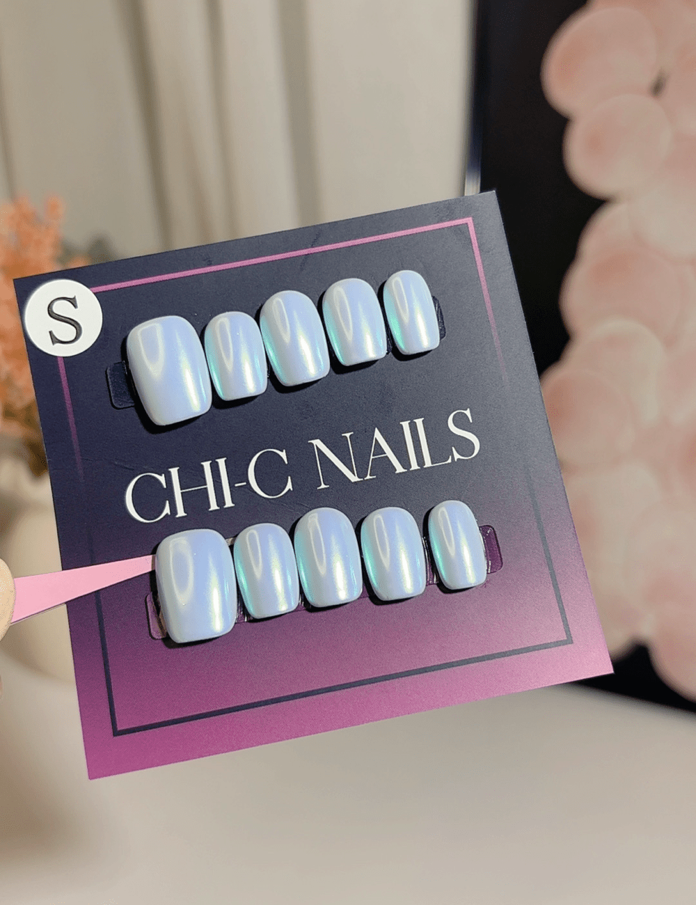 Icy Pearl Chrome Press On Nails