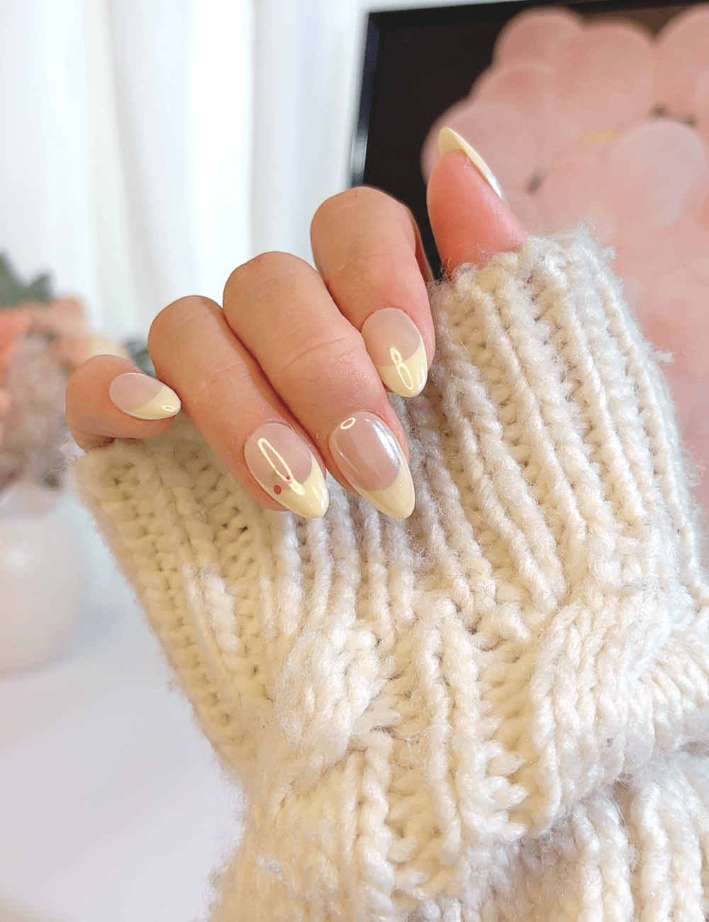 Cherry French Press-On Nails – Short Almond | Cute & Natural Design