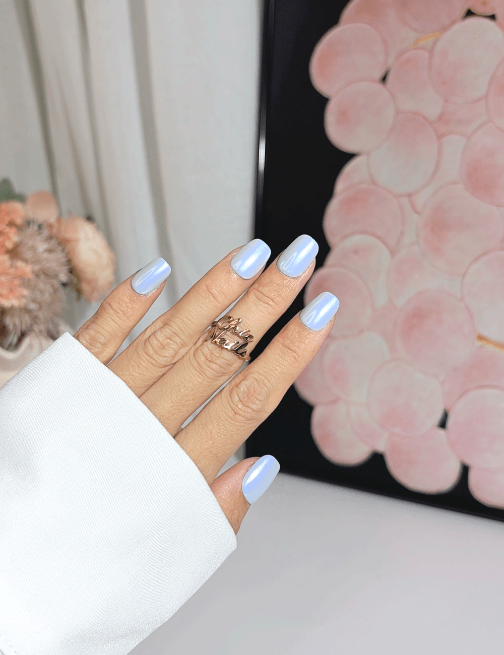 Icy Pearl Chrome Press On Nails