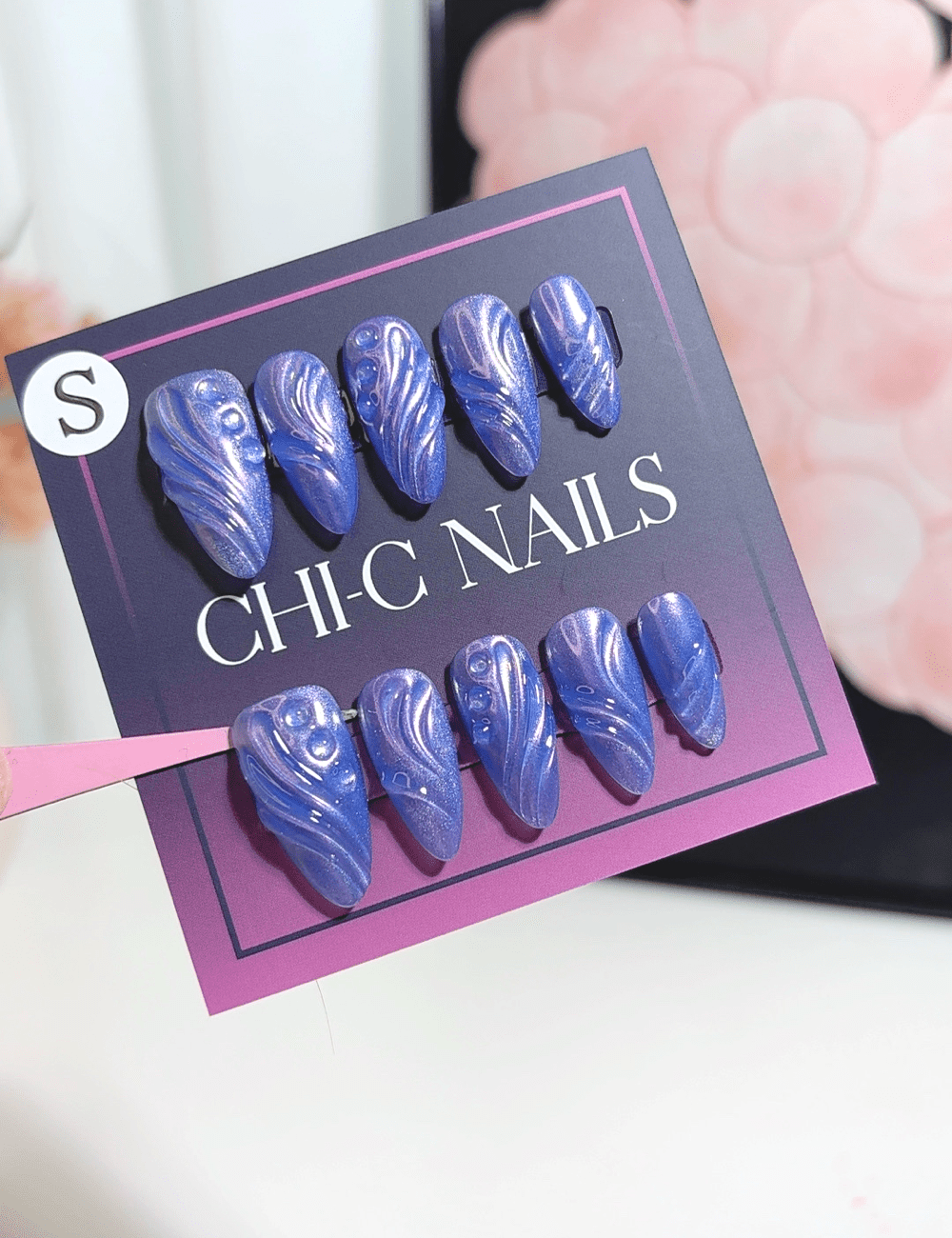 Lavender Pearl Waves 3D Press-On Nails