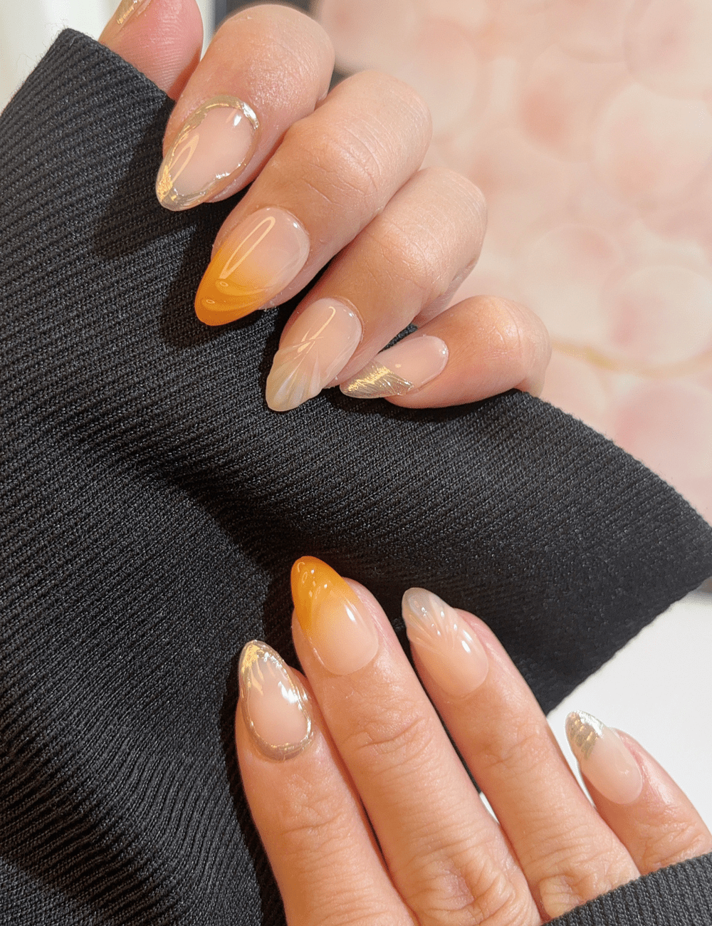 Golden Glow Short Almond Press-On Nails