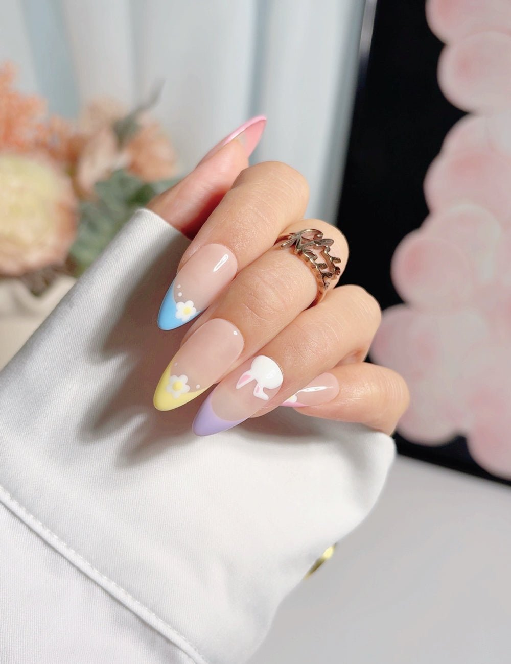 Flawed Pastel Pastel Press On Nails | Sheer Base Cute Easter Vibe - Discounted