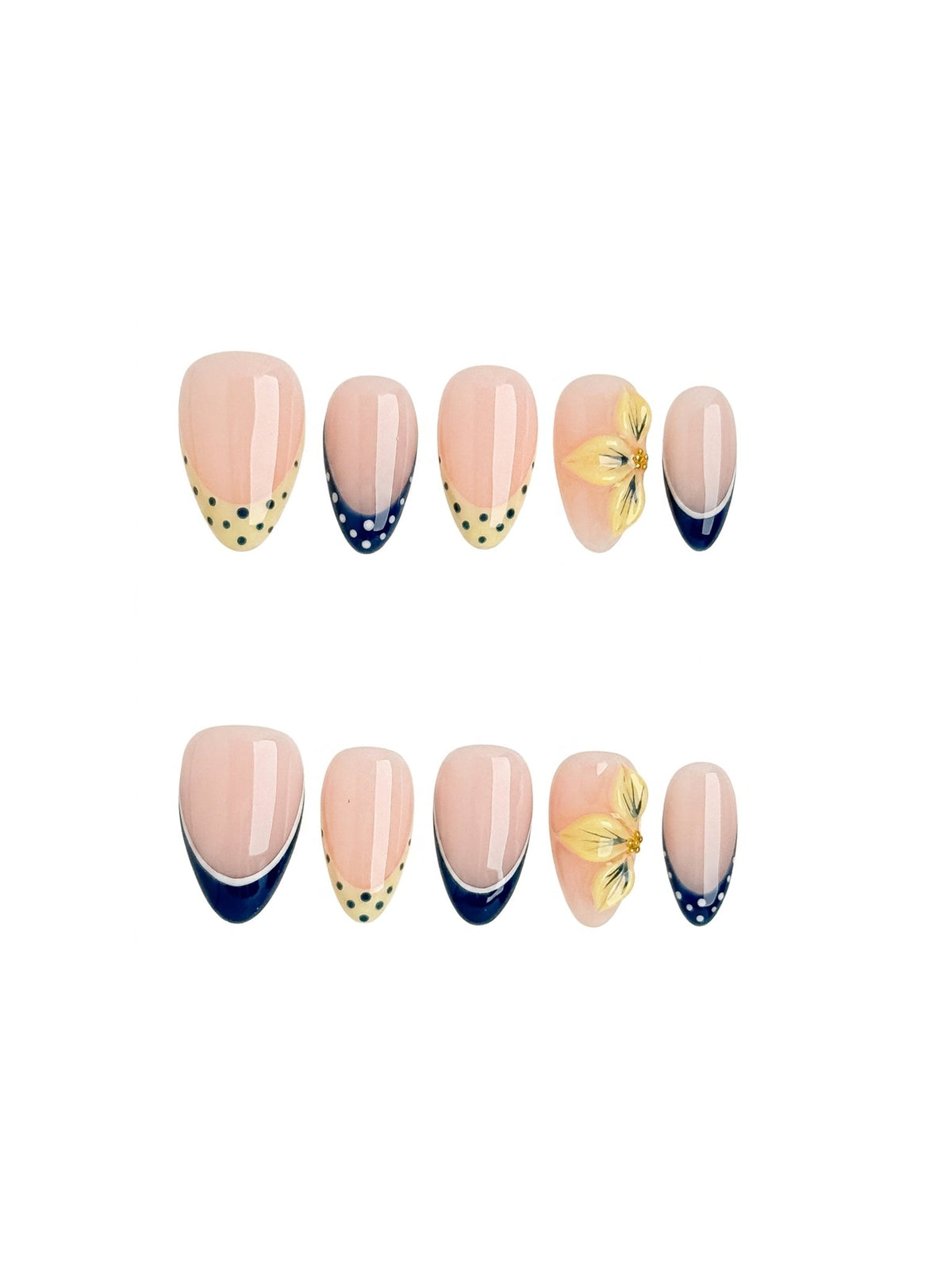 Soleil Bleu French Tip Press On Nails Short Almond