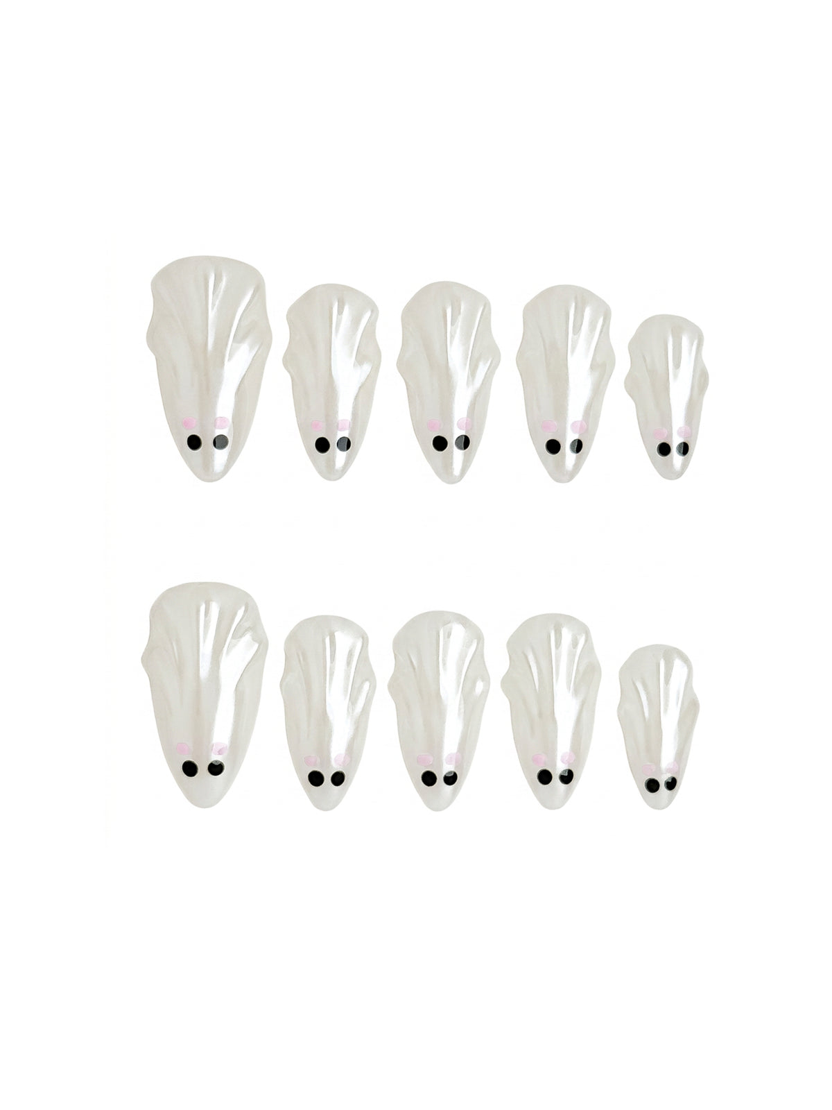 Pearl Ghost Medium Almond Press On Nails