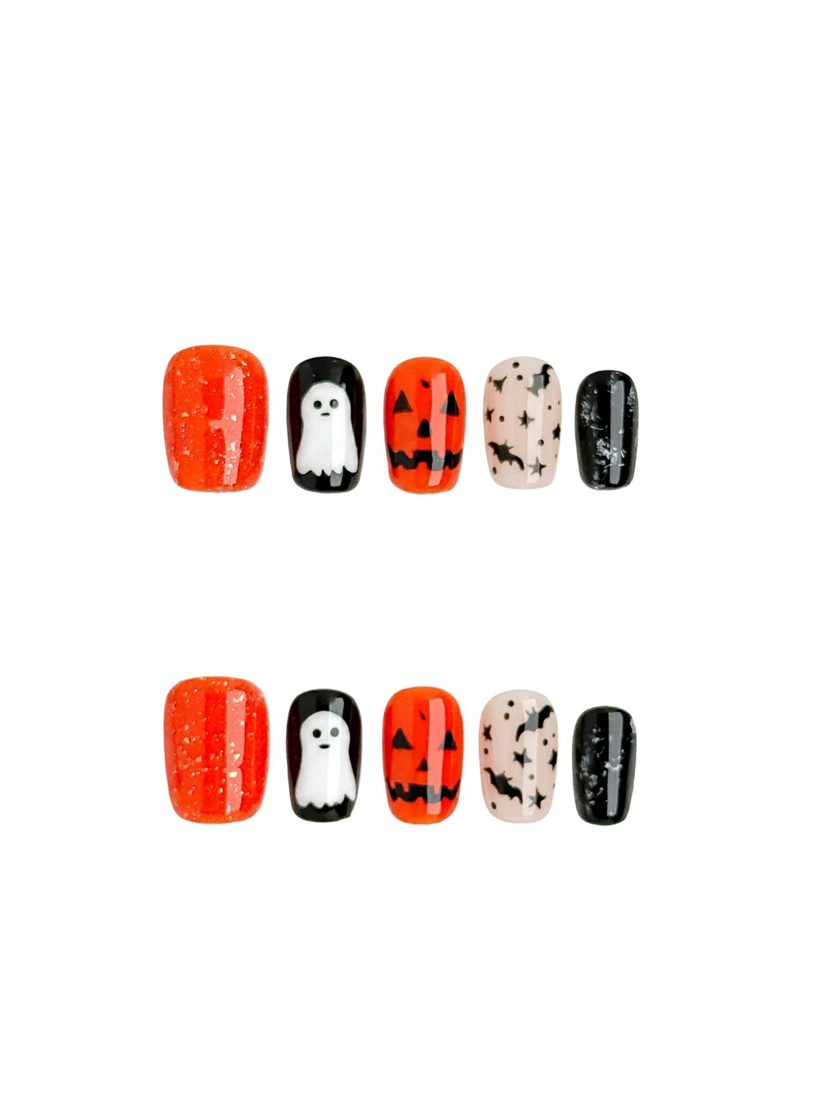 Pumpkin Boo Short Square Press On Nails