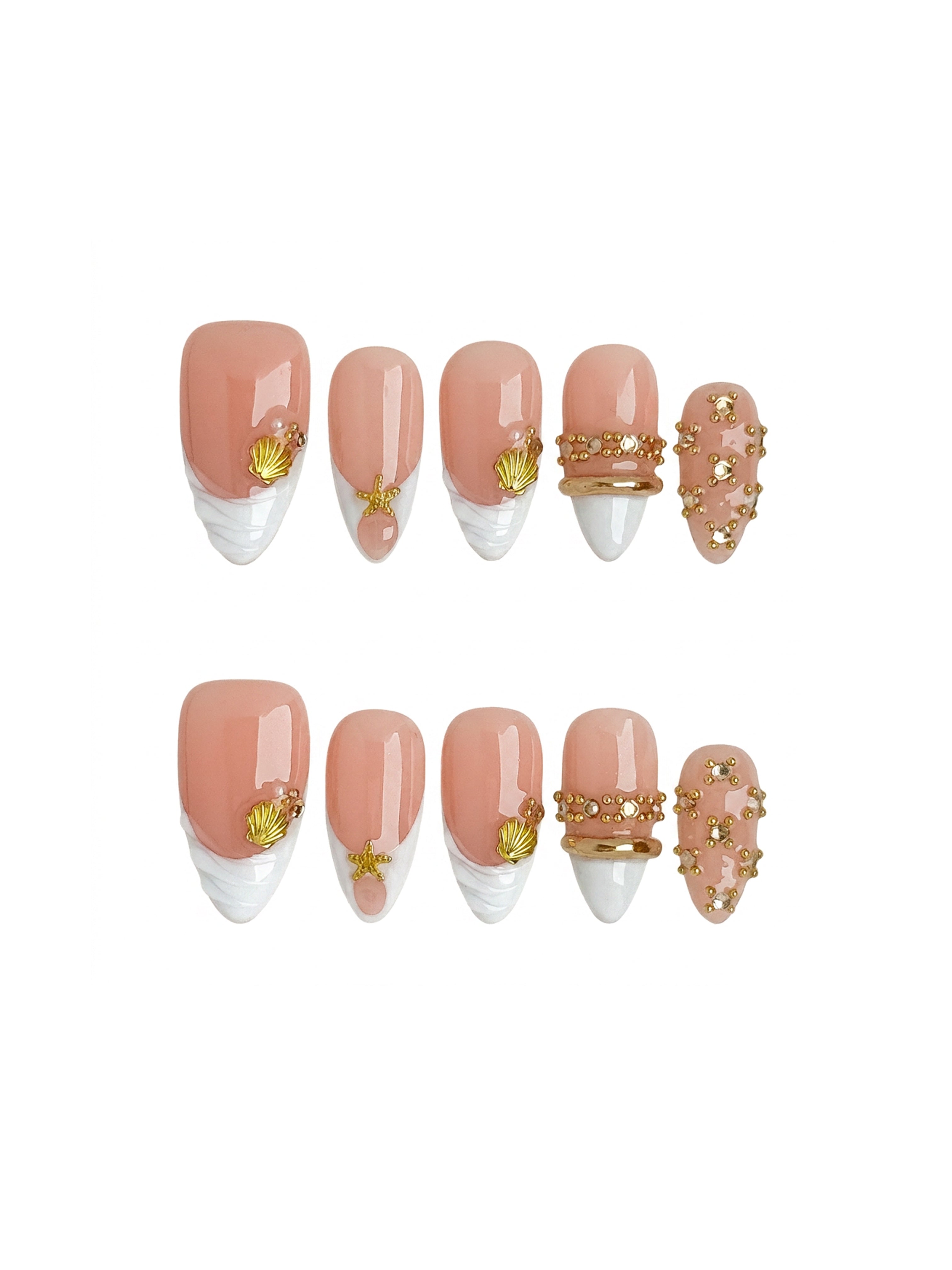 Pastel Seashell Press On Nails Medium Almond