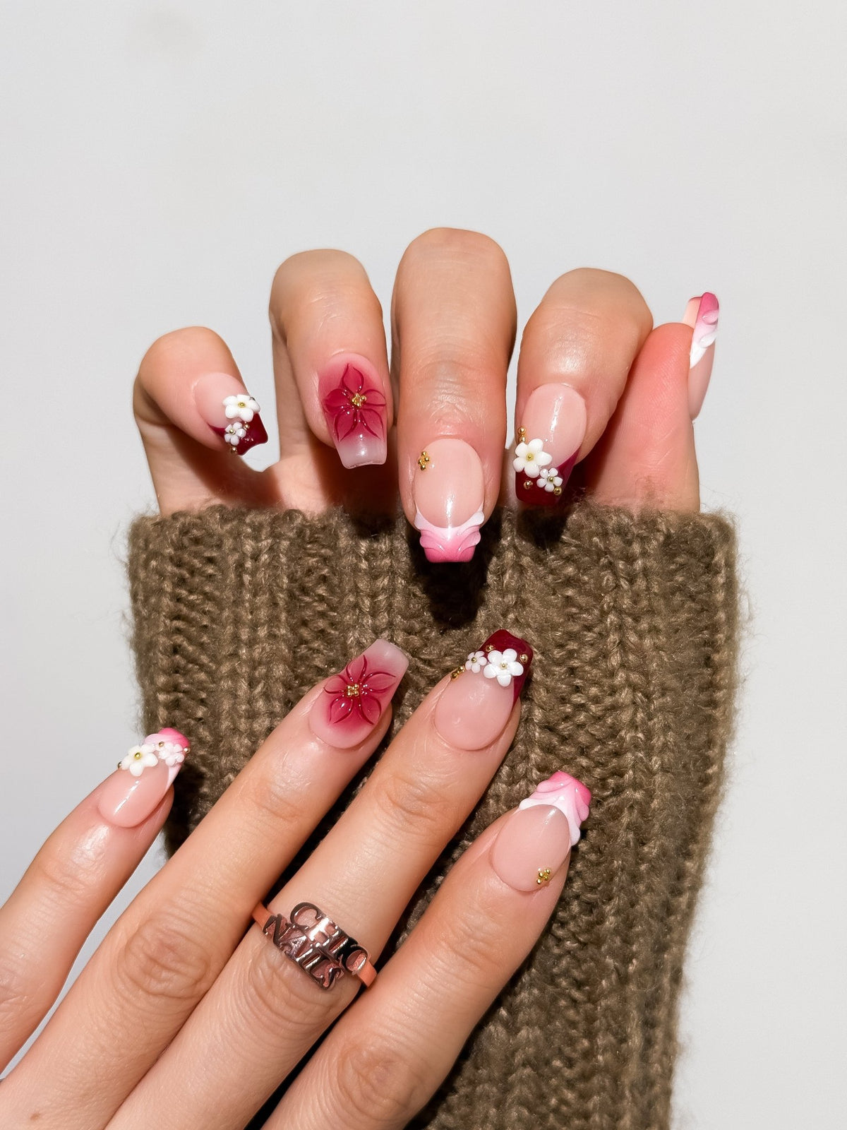 Cherry Blossom Short Coffin Press On Nails