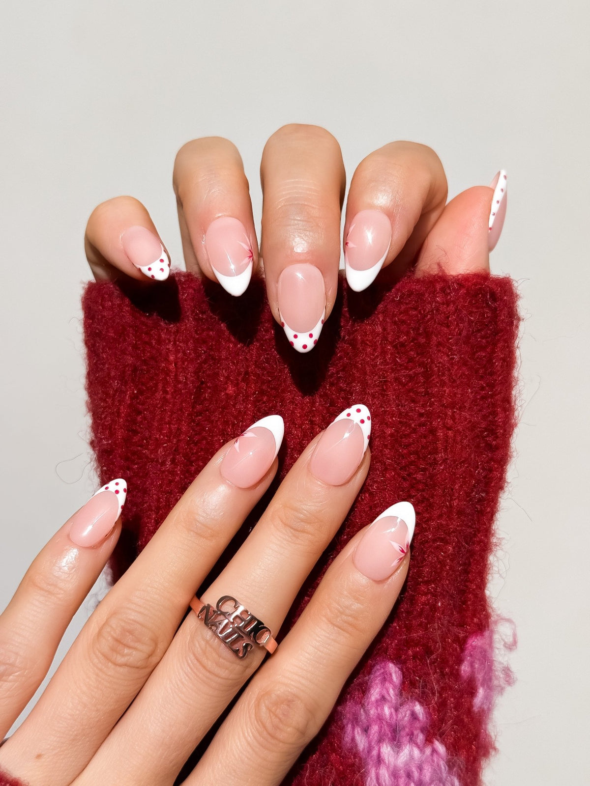 Cherry Dot Short Almond Press On Nails