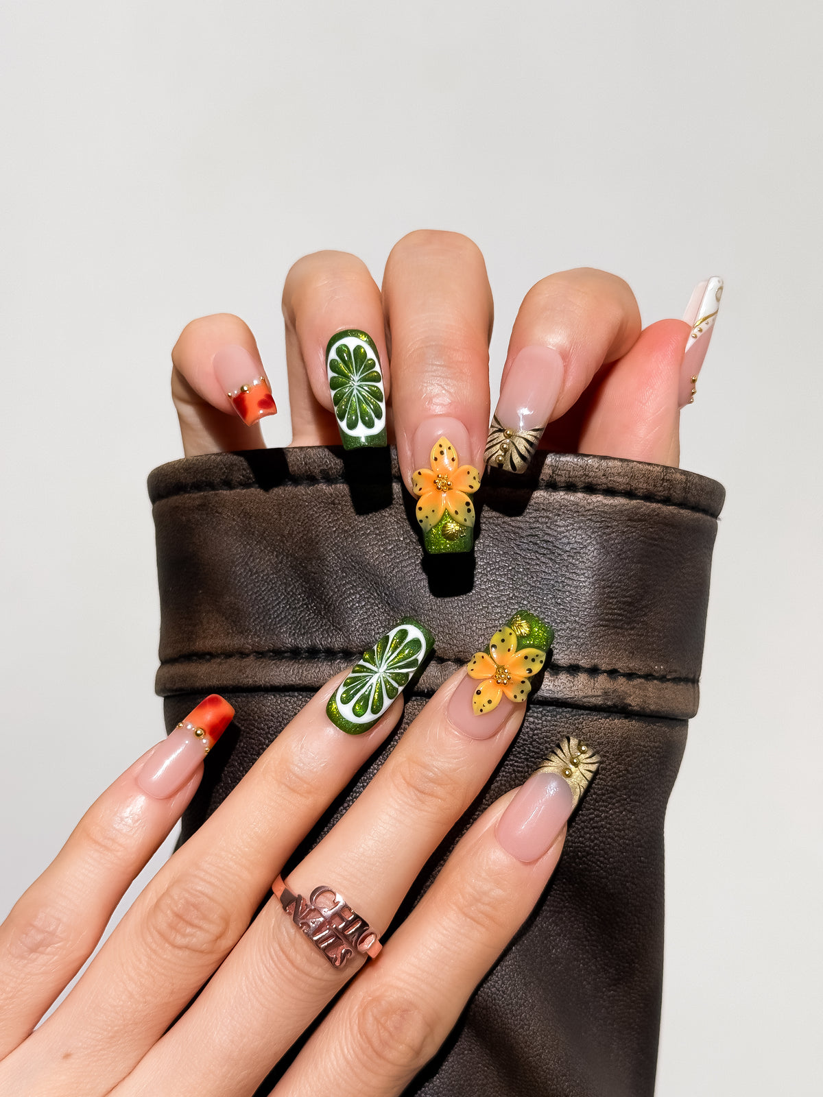 Citrus Garden Medium Square Press On Nails