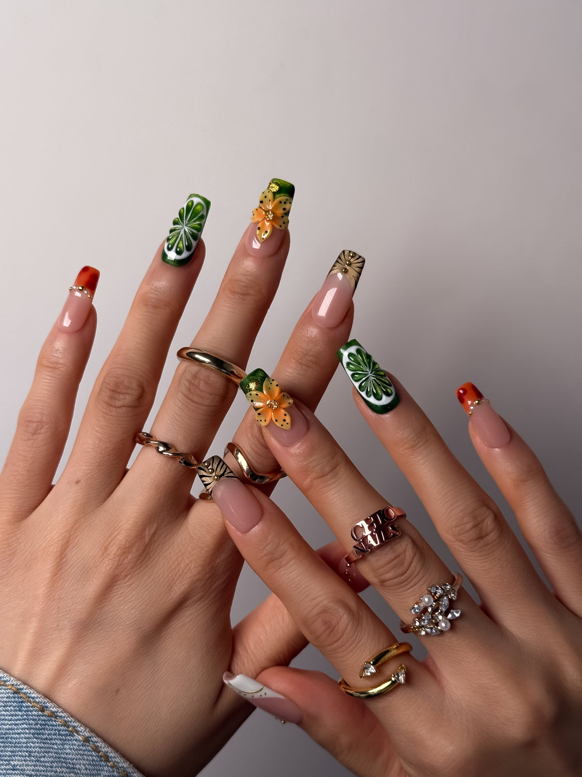 Citrus Garden Medium Square Press On Nails