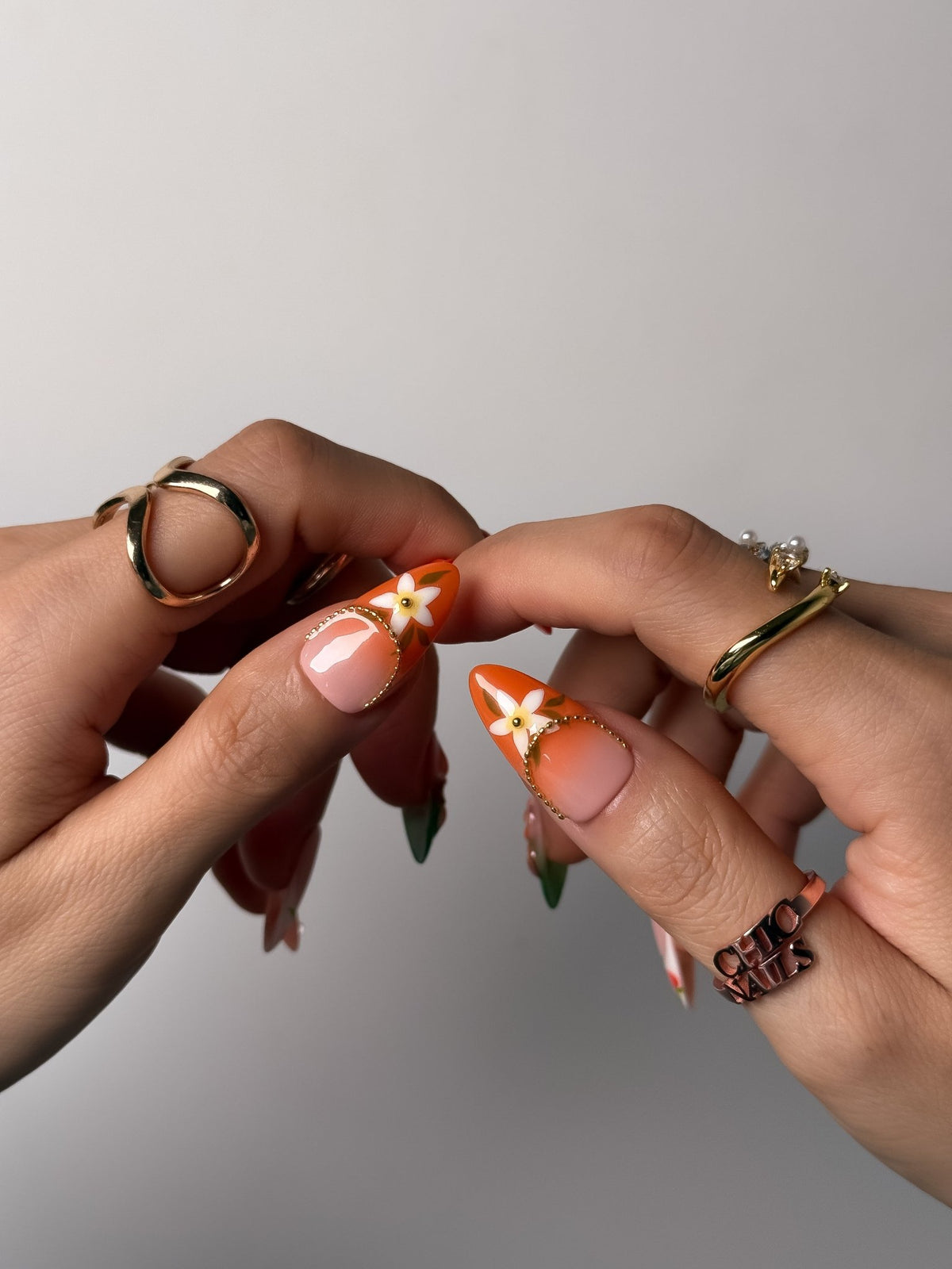Citrus Blossom Medium Almond Press On Nails
