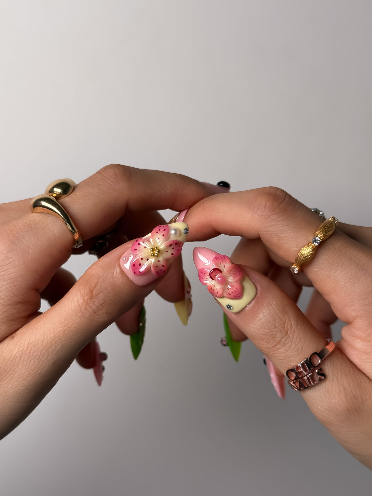Ladybug Garden Medium Almond Press On Nails