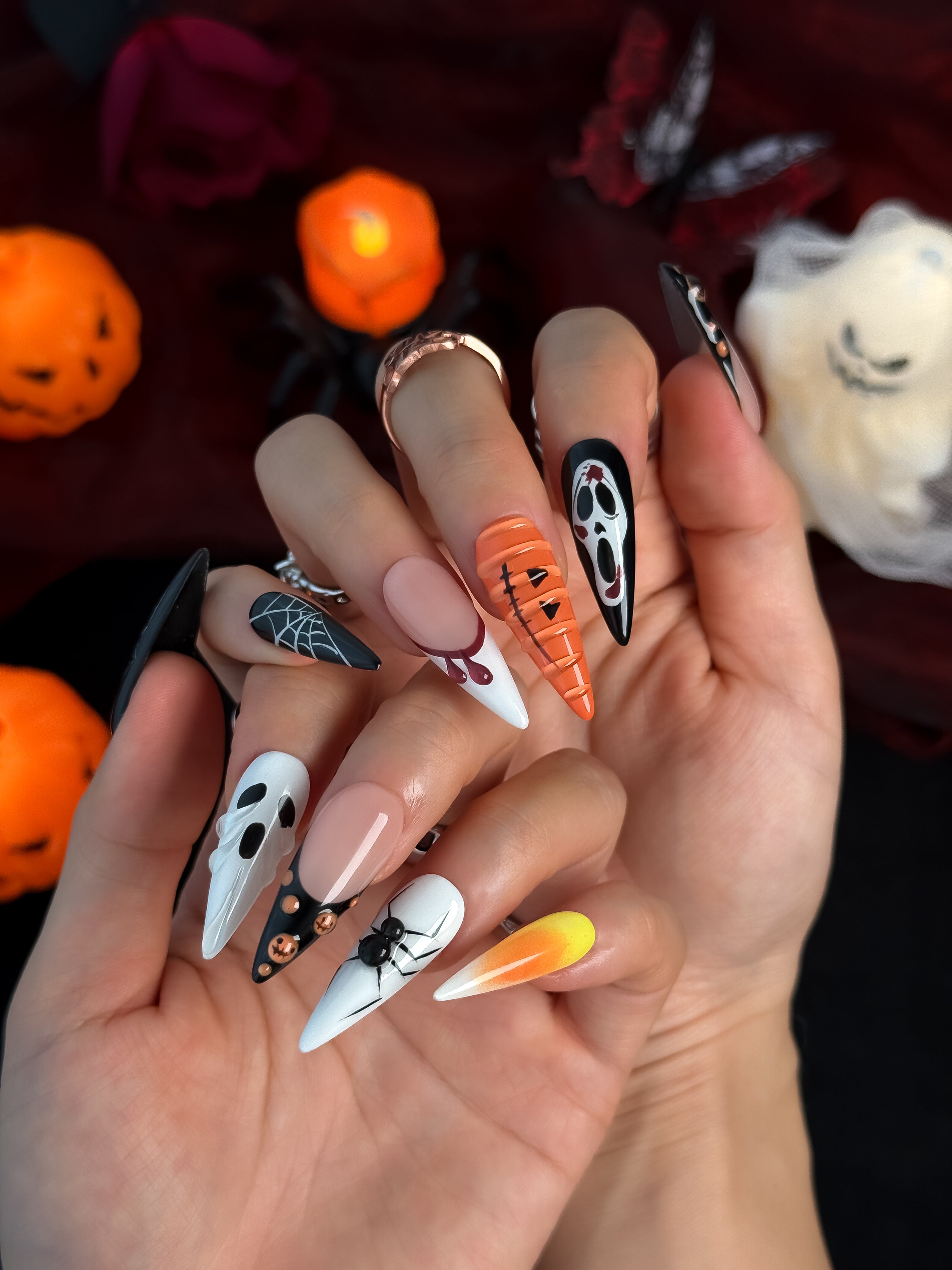 Haunted Carnival Long Stiletto Press On Nails