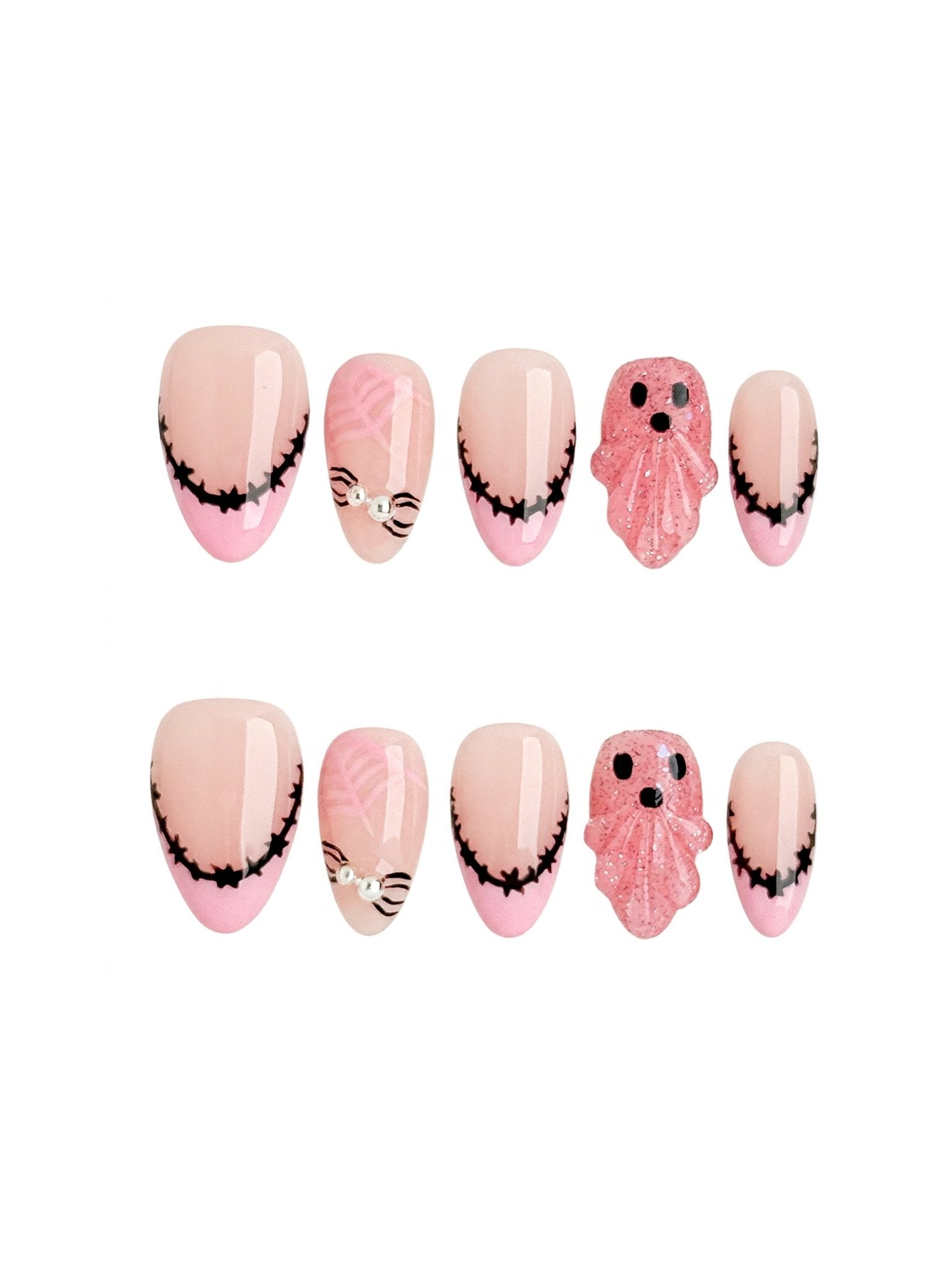 Blush After Dark Pink Halloween Press On Nails – Short Almond