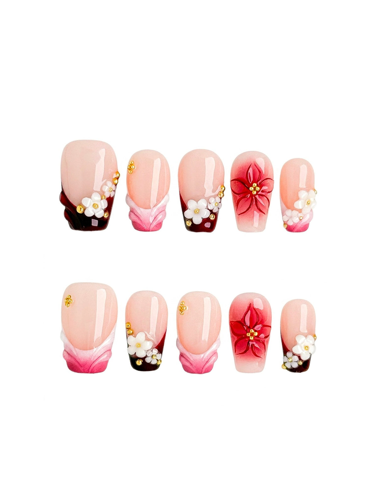 Cherry Blossom Short Coffin Press On Nails