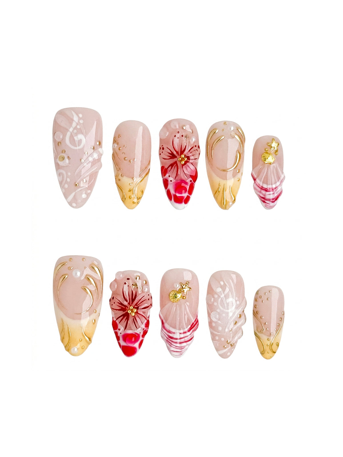Coral Muse Medium Almond Press On Nails