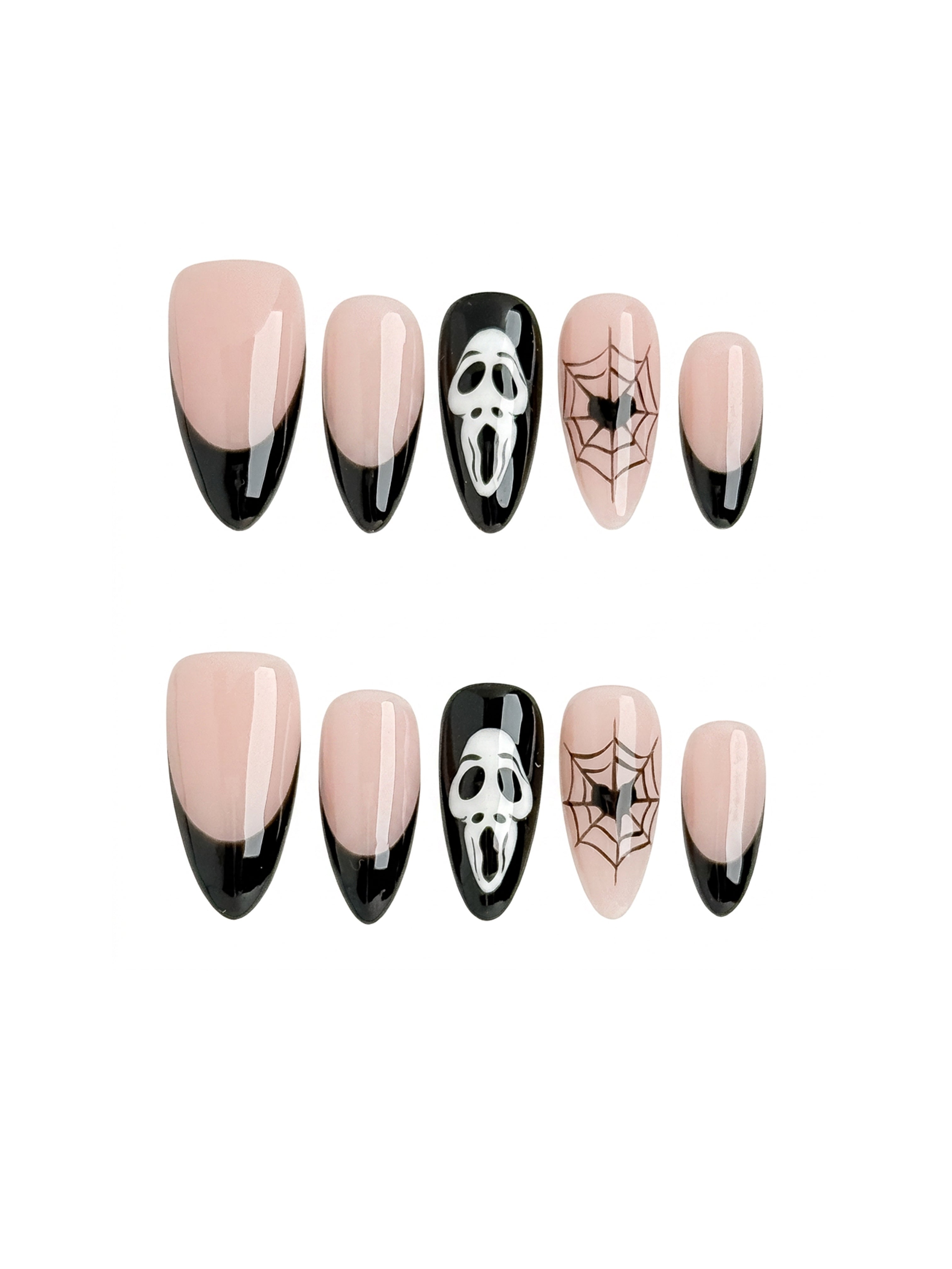 Midnight Veil Medium Almond Press On Nails