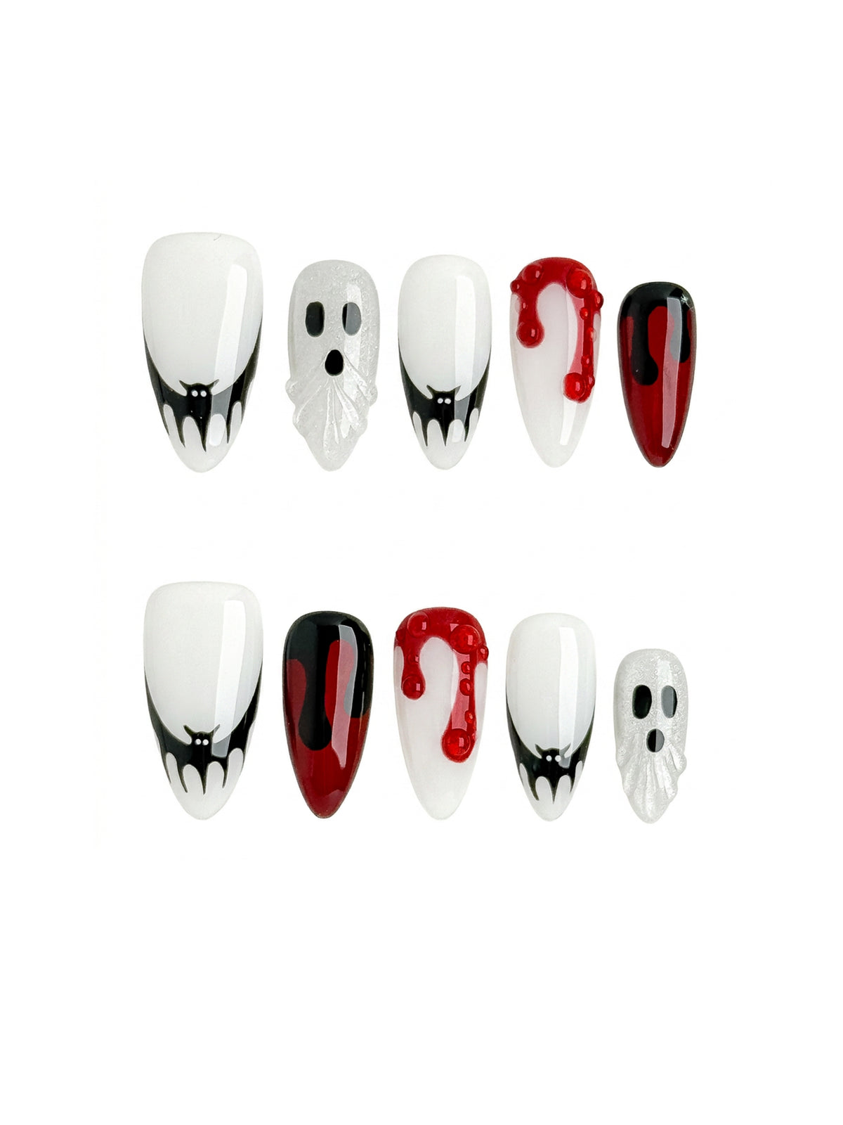 Phantom Rouge Medium Almond Press On Nails