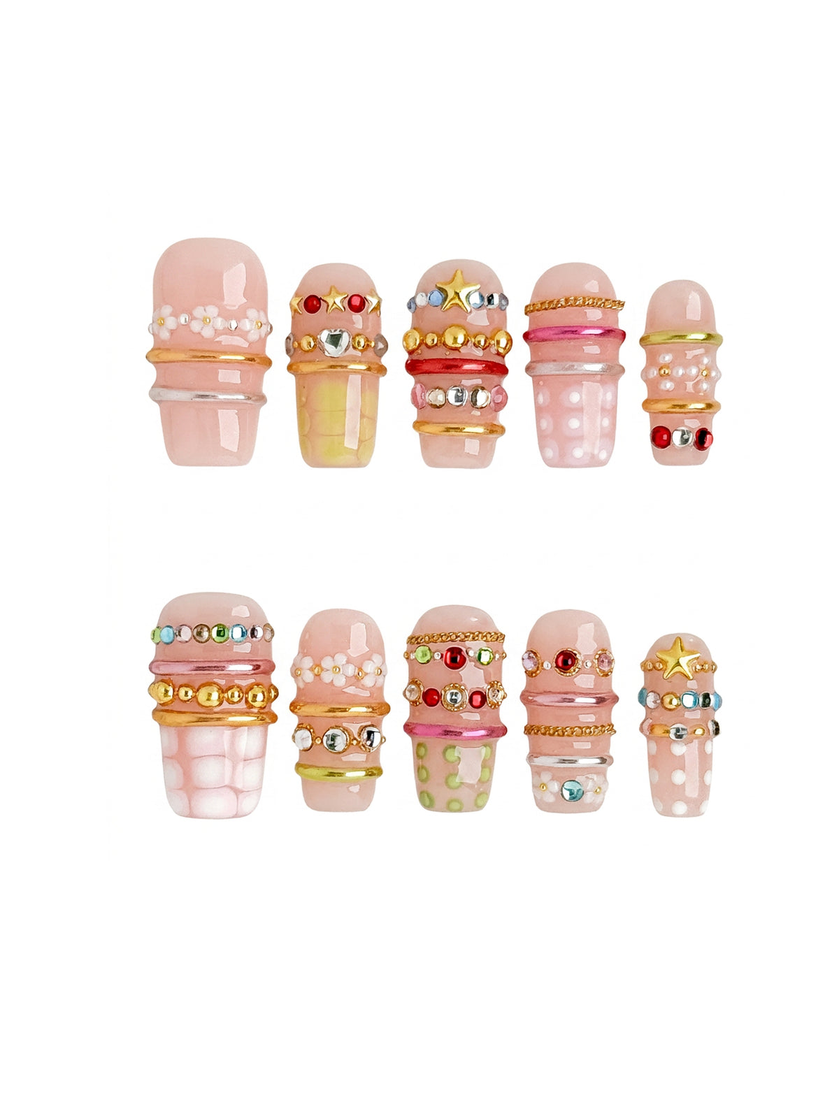 Candy Jewel Short Square Press On Nails