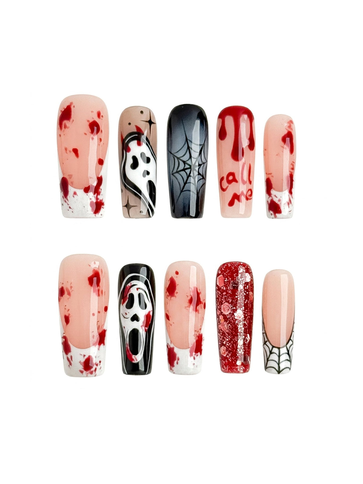 Midnight Scream Long Square Press On Nails