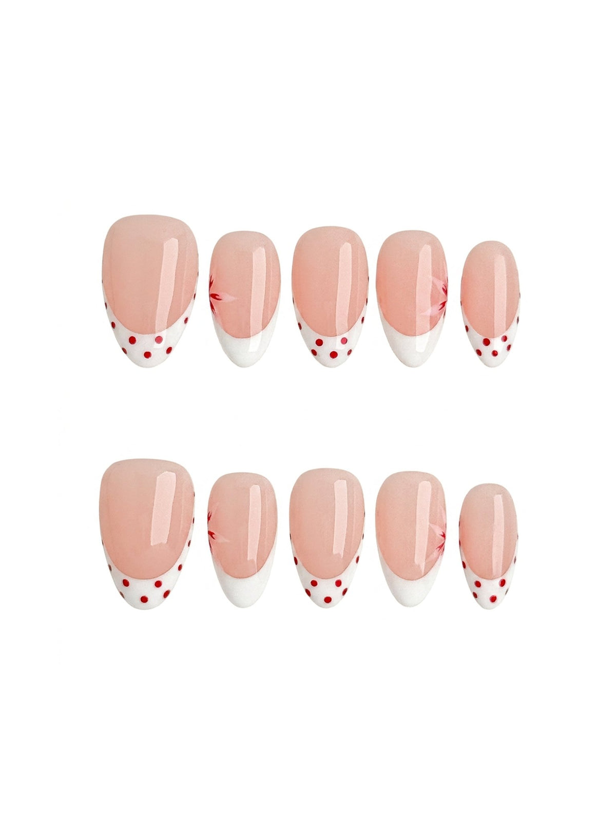 Cherry Dot Short Almond Press On Nails