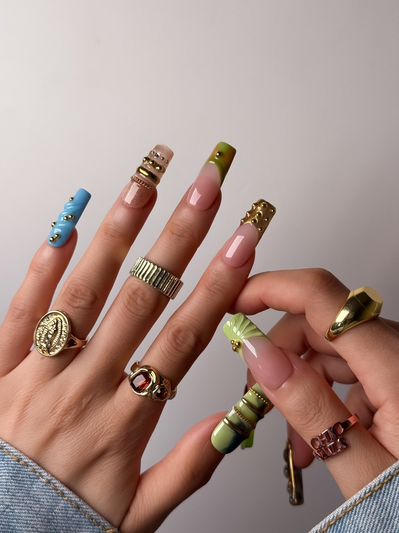 Handmade Tropical Gradient Press On Nails – Long Square