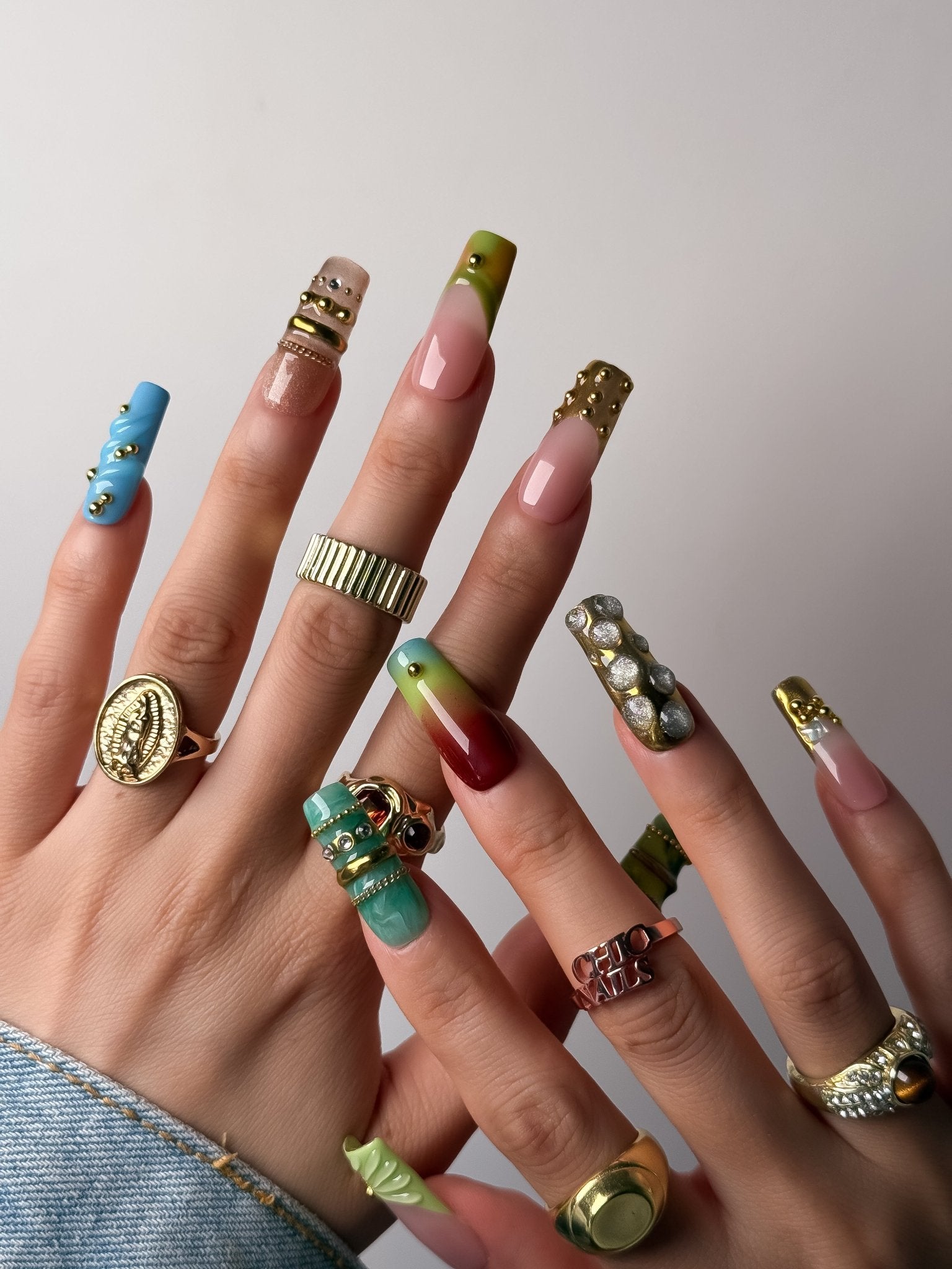 Handmade Tropical Gradient Press On Nails – Long Square