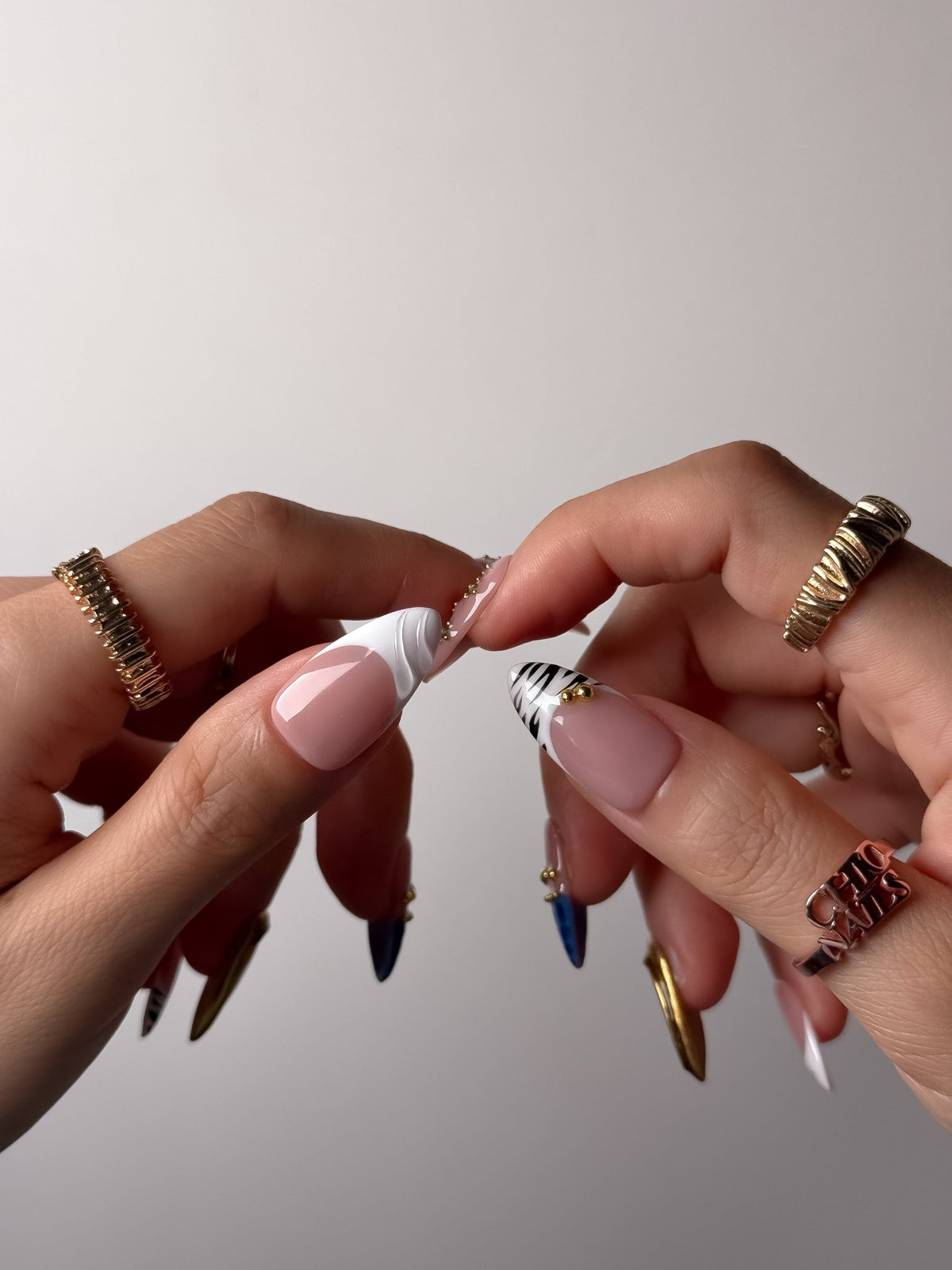 Handmade Royal Blue French Press On Nails – Medium Almond