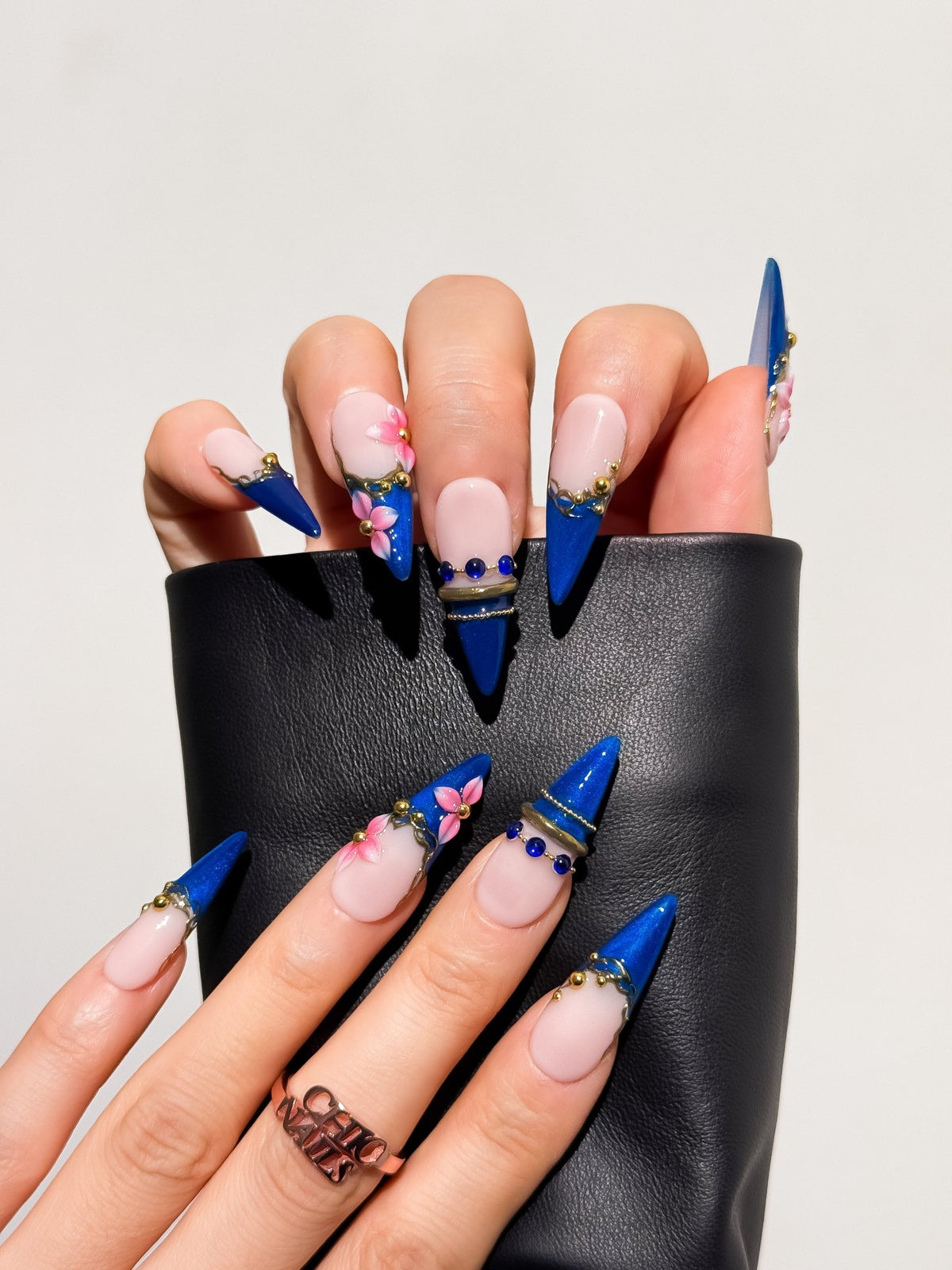 Royal Bloom Long Stiletto Press On Nails