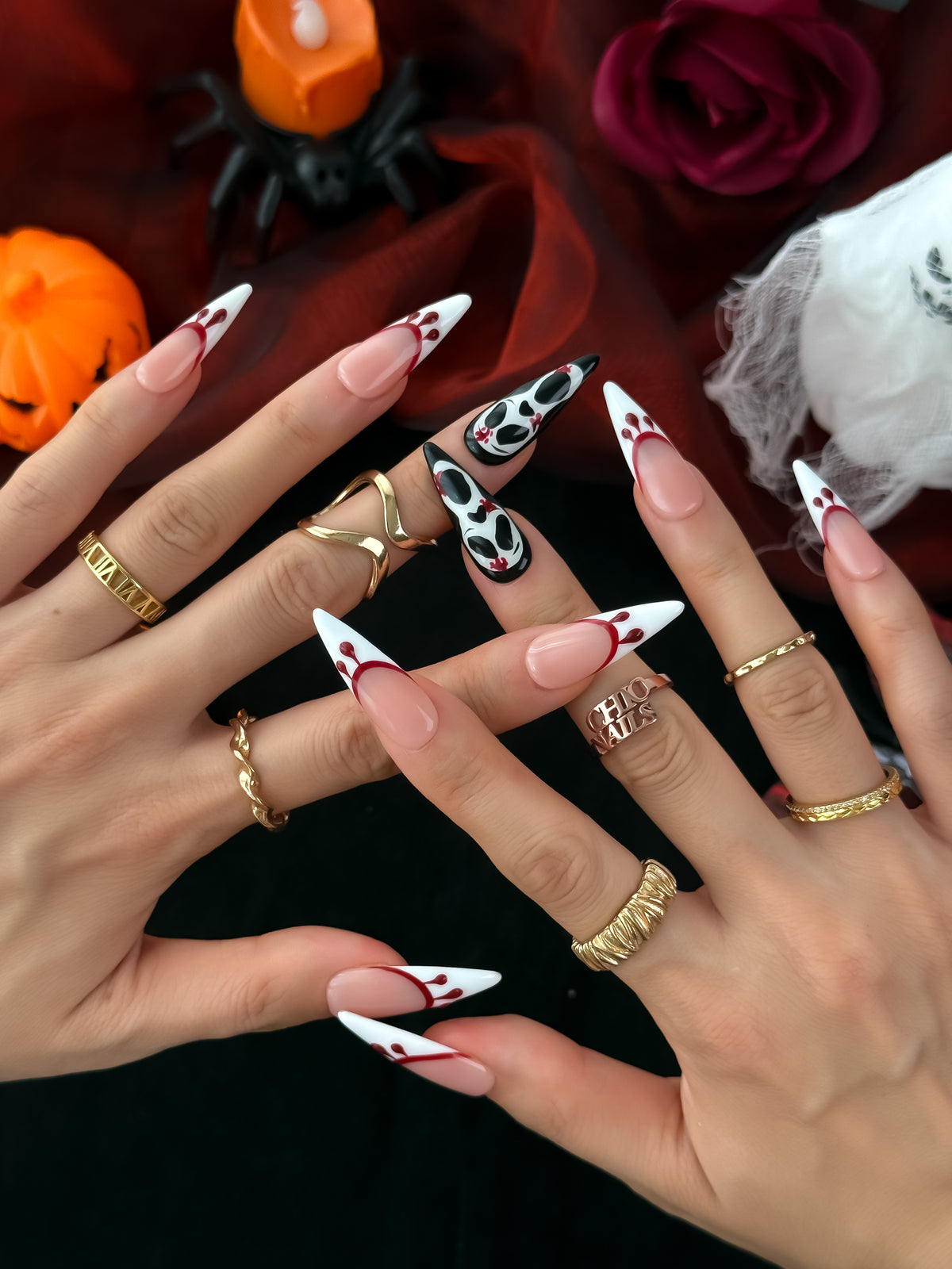Crimson Scream Long Stiletto Press On Nails