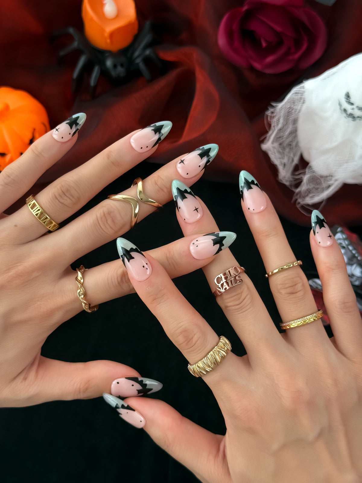 Celestial Mint Medium Almond Press On Nails