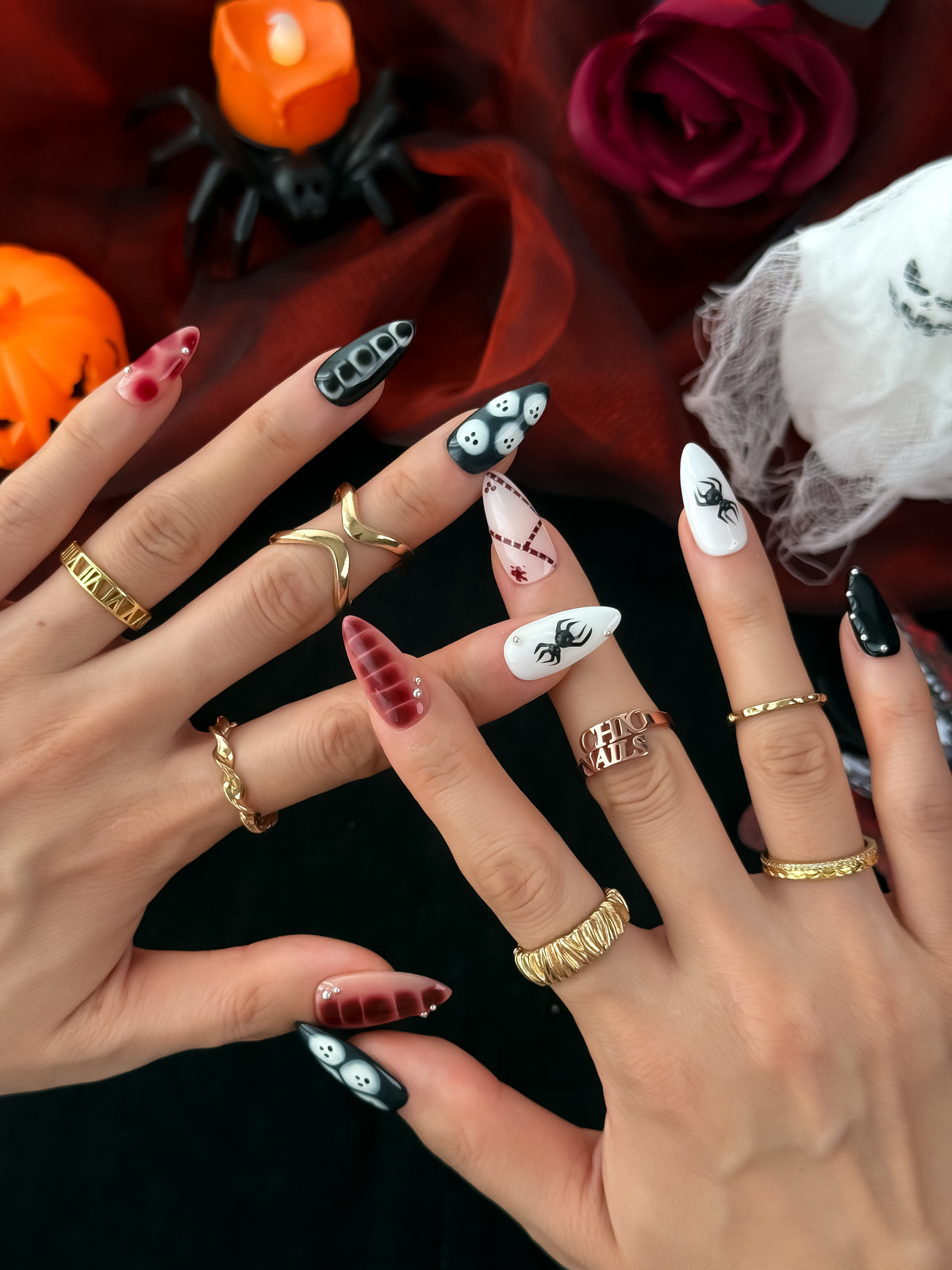 Blood Moon Medium Almond Press On Nails
