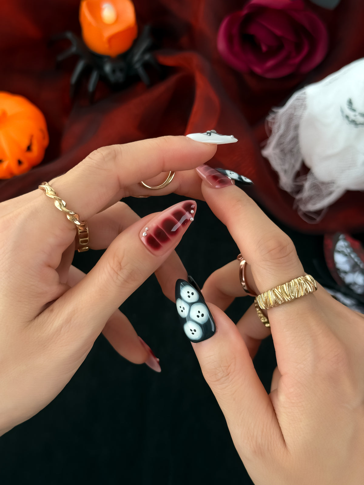 Blood Moon Medium Almond Press On Nails