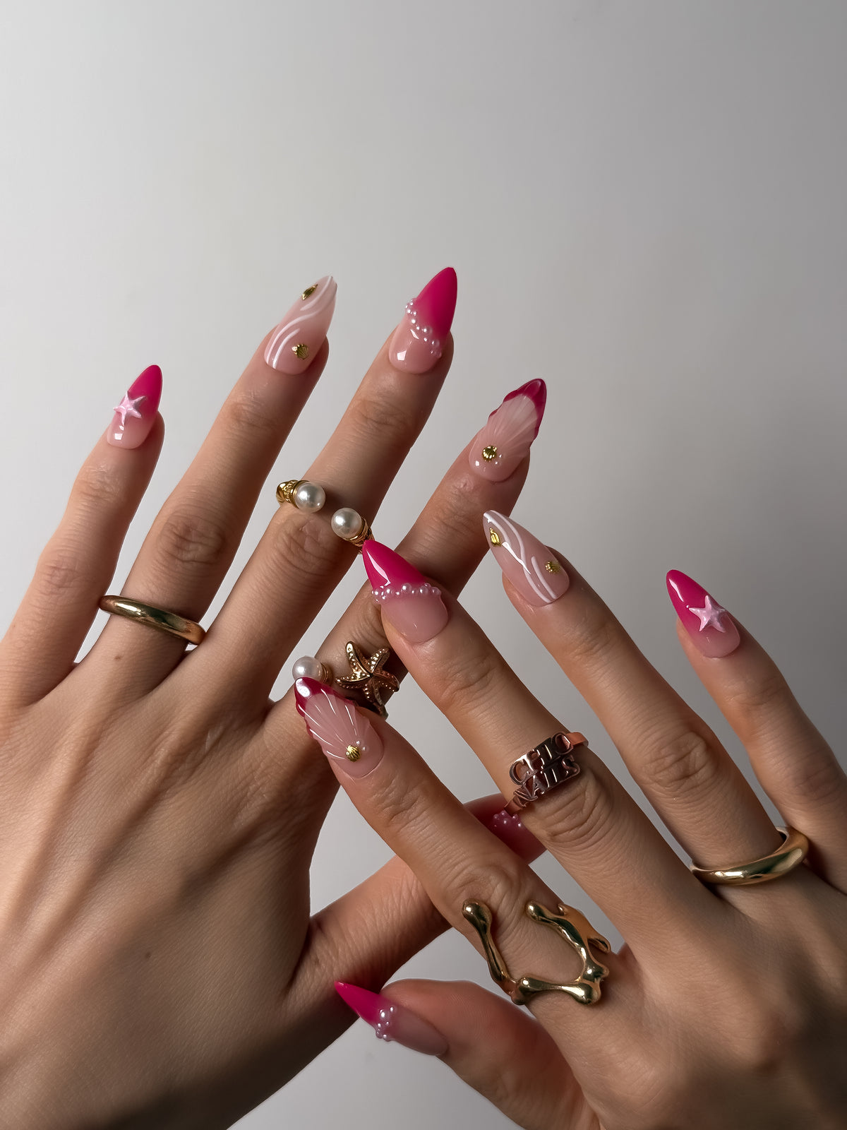 Pink Siren Medium Almond Press On Nails