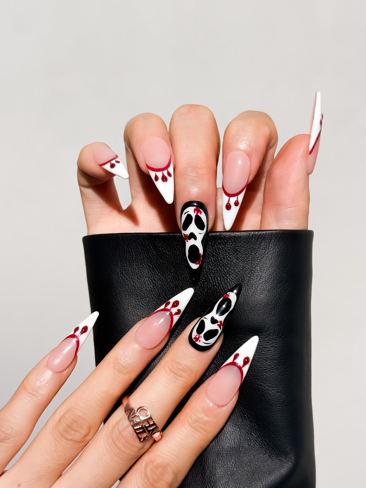 Crimson Scream Long Stiletto Press On Nails