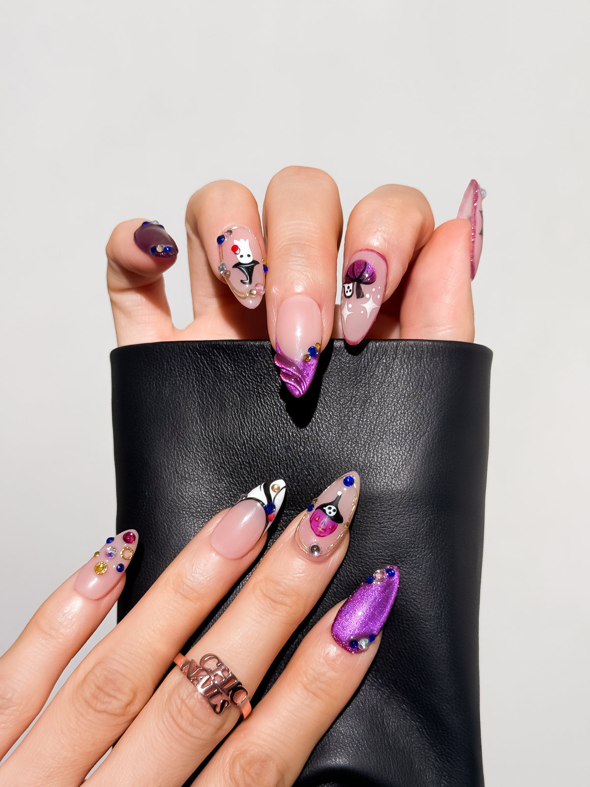 Midnight Carnival Medium Almond Press On Nails