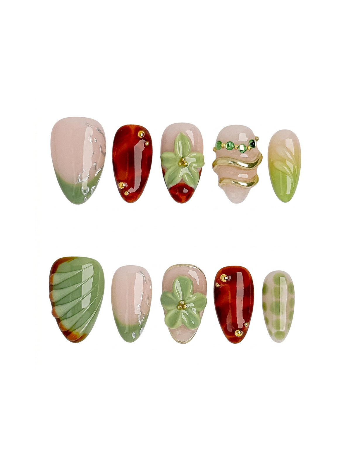 Sage Ember Medium Almond Press On Nails
