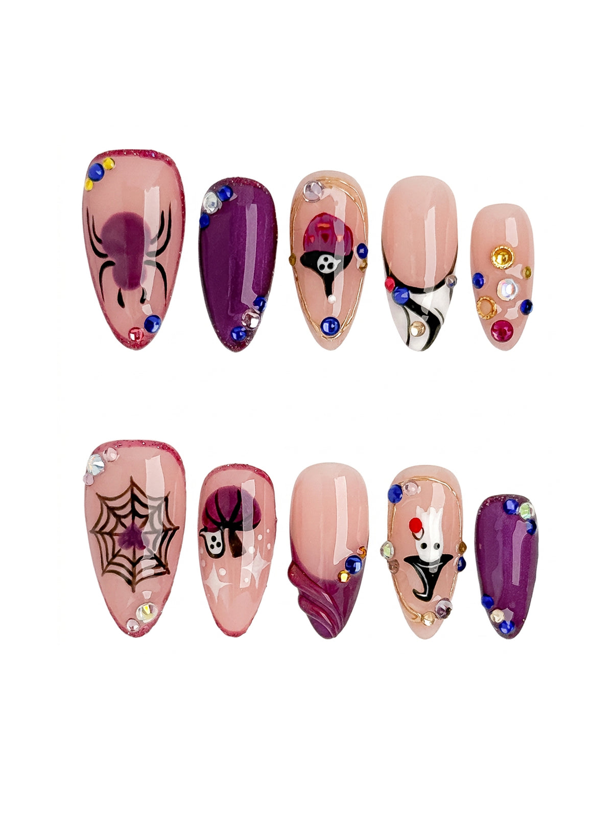 Midnight Carnival Medium Almond Press On Nails