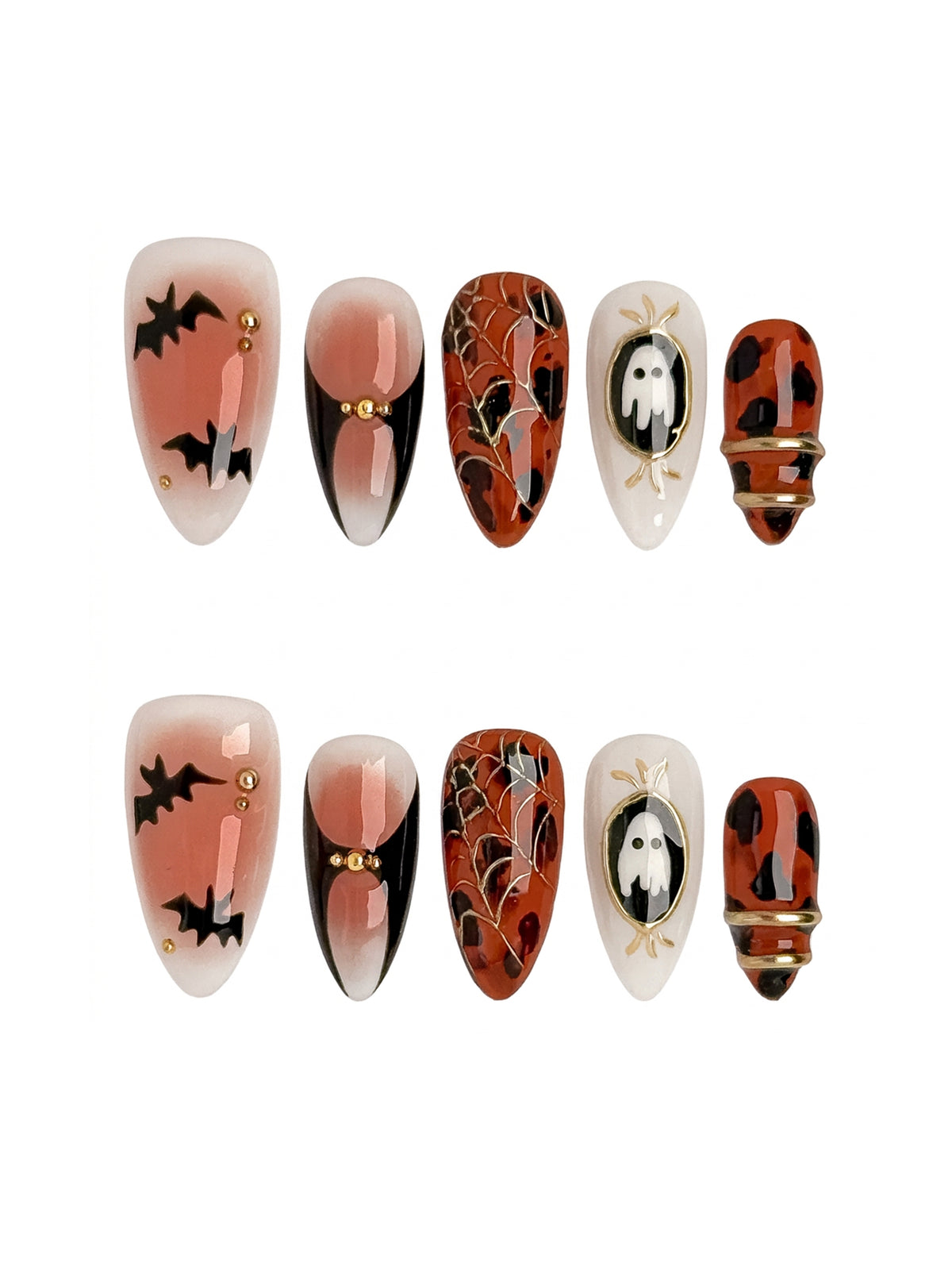 Haunted Ember Medium Almond Press On Nails