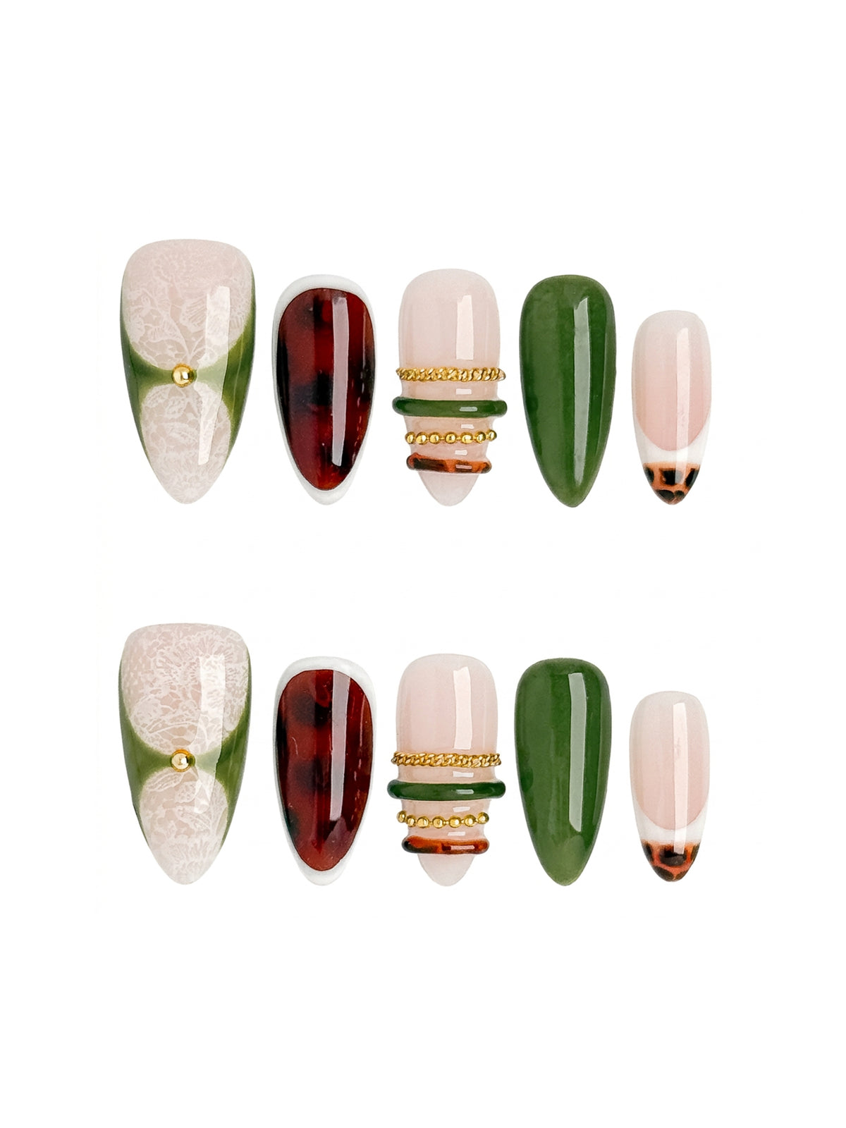 Forest Amber Medium Almond Press On Nails